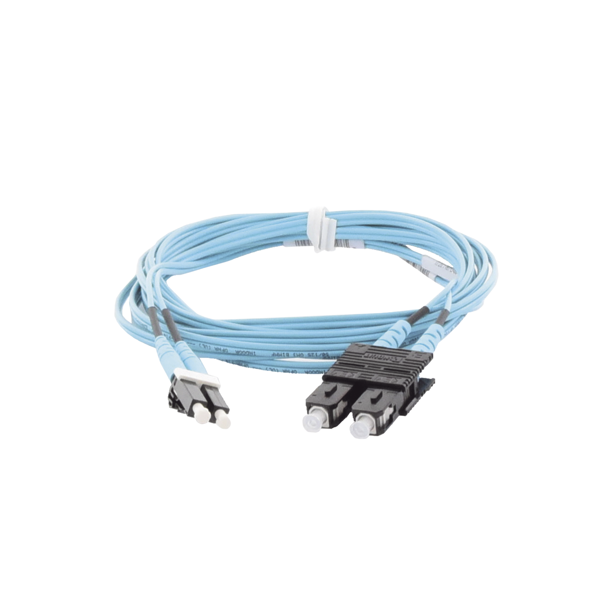 Jumper de Fibra Optica Multimodo 50/125 OM3, LC-SC Duplex, OFNR (Riser), Color Aqua, 3 Metros