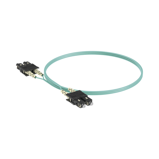 Jumper de Fibra Ãptica Multimodo 50/125 OM4, SC-SC Duplex, OFNR (Riser), Color Aqua, 3 Metros