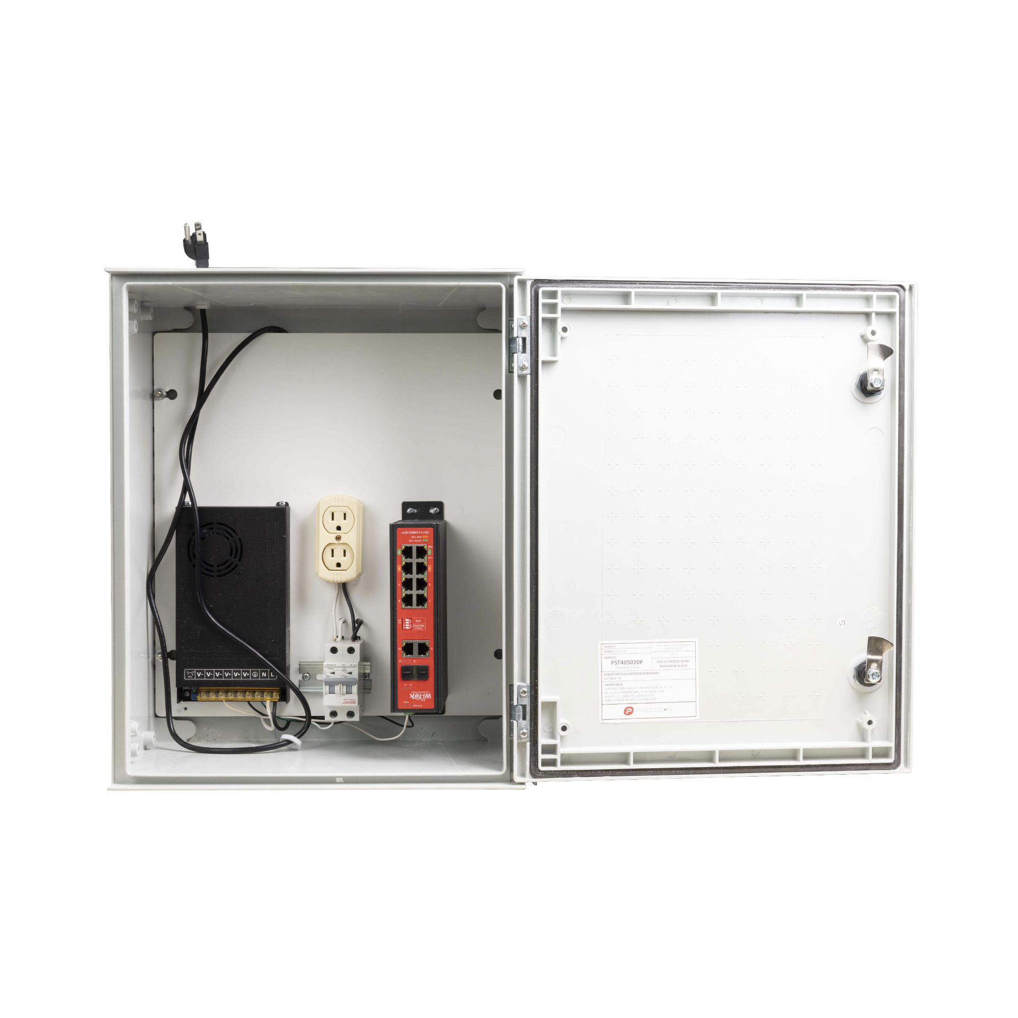 Switch PoE Industrial para exterior / 8 puertos Gigabit con 8 puertos PoE 802.3at / ProtecciÃ³n tÃ©rmica 2P, 16A, Corriente Alterna 400 Vca