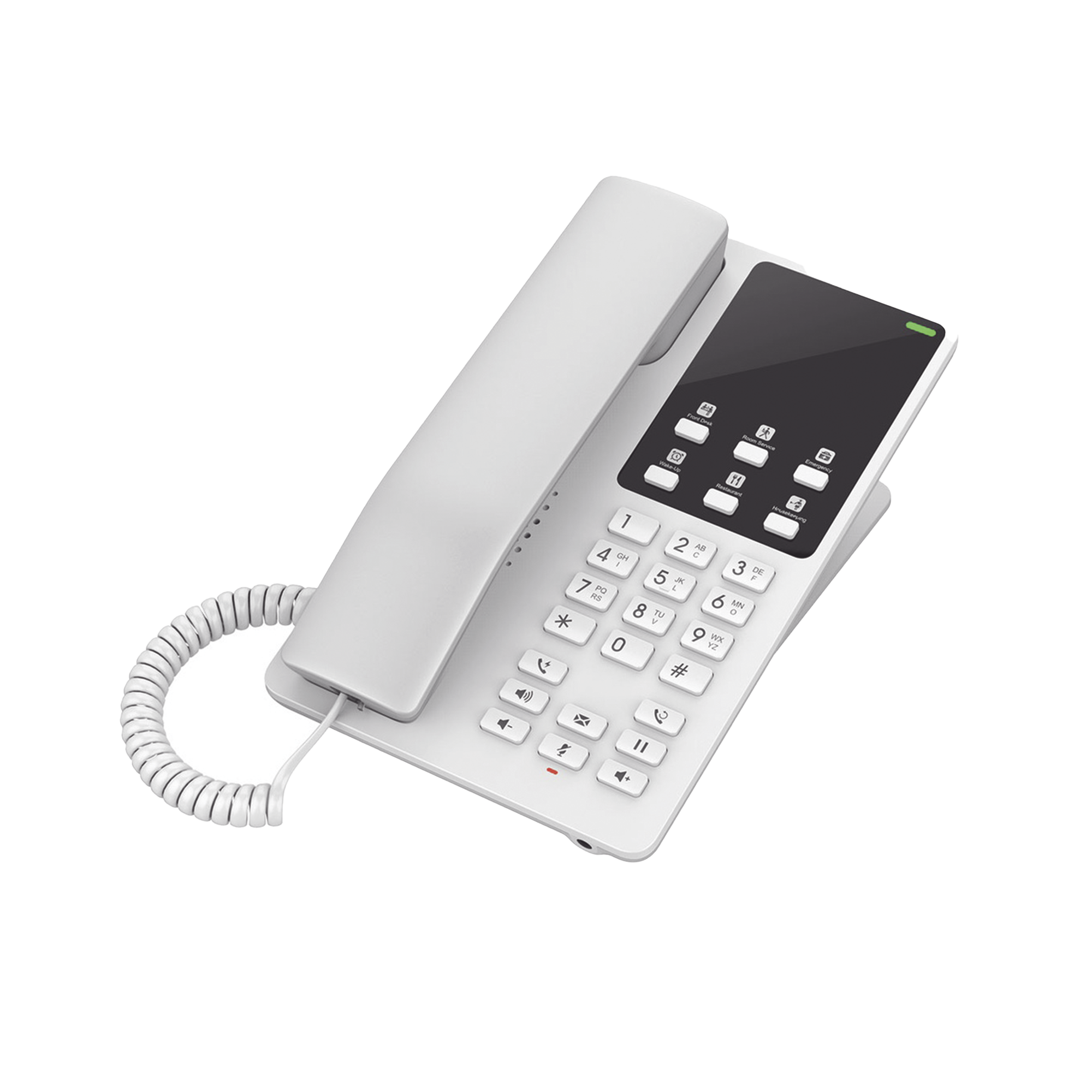 TelÃ©fono IP Hotelero Wi-Fi, 2 lÃ­neas SIP con 2 cuentas, codec Opus, IPV4/IPV6, color blanco, con gestiÃ³n en la nube GDMS