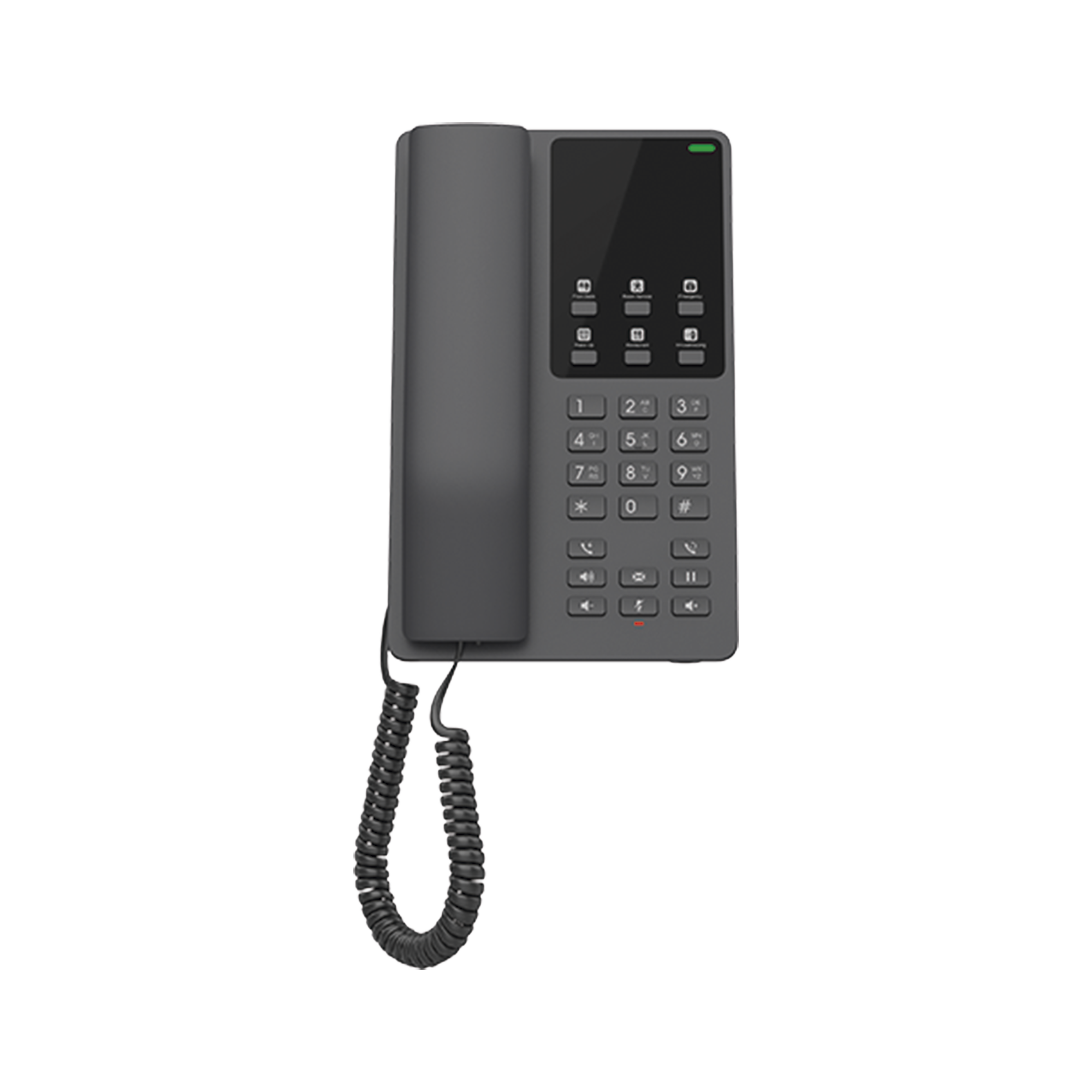 TelÃ©fono IP Hotelero, 2 lÃ­neas SIP con 2 cuentas, codec Opus, IPV4/IPV6, color negro, con gestiÃ³n en la nube GDMS