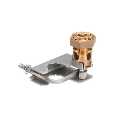 Abrazadera para Tierra FÃ­sica en Base de Piso Falso, para Cables de 6 a 1/0 AWG. Para Pedestales Cuadrados de 7/8" y Circulares de 1" a 1 1/8"