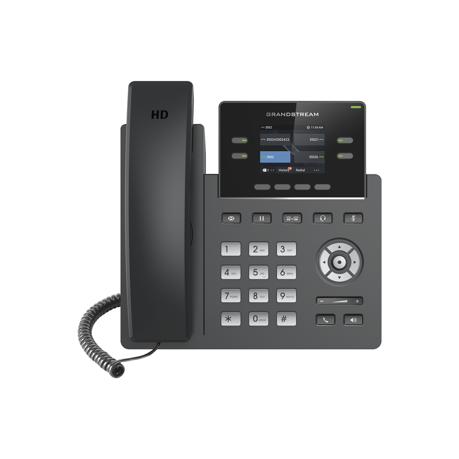 TelÃ©fono IP Grado Operador, 4 lÃ­neas SIP con 2 cuentas, pantalla a color 2.4", codec Opus, IPV4/IPV6 con gestiÃ³n en la nube GDMS