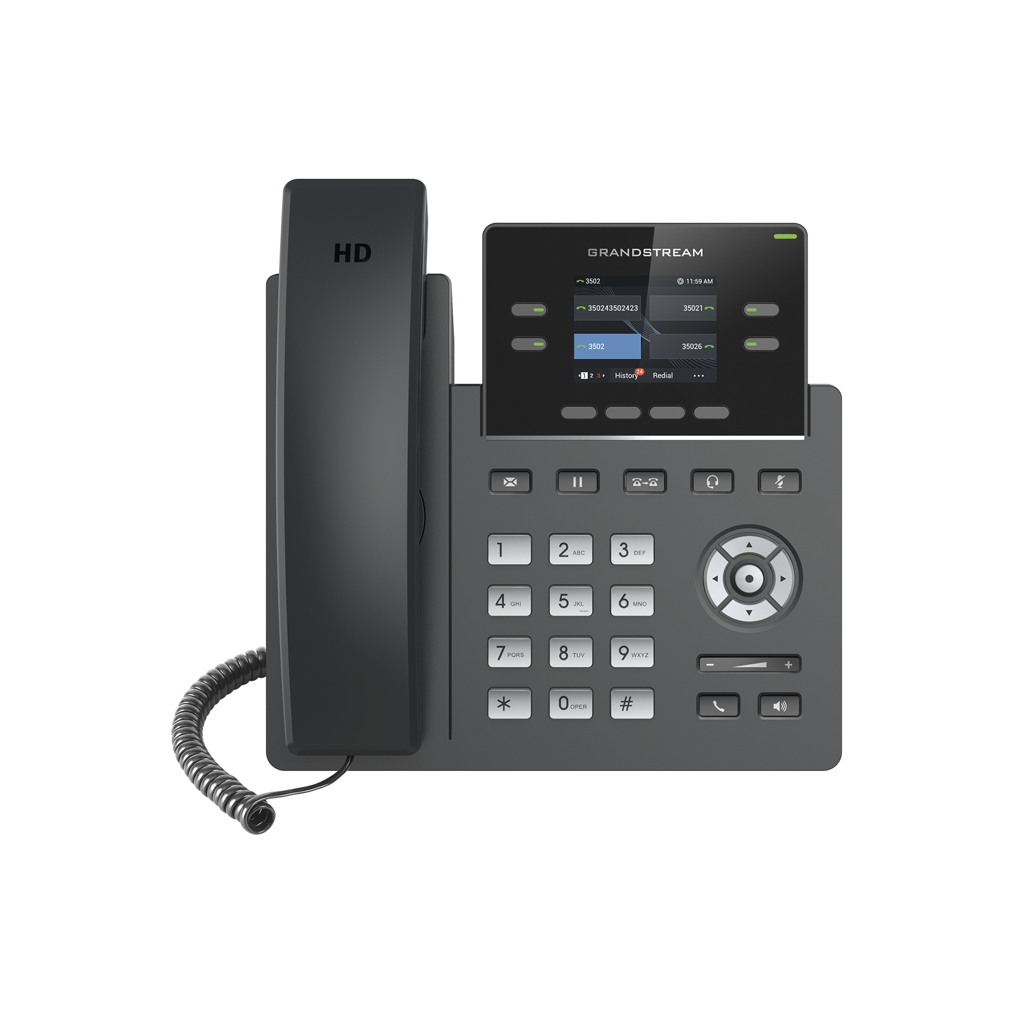 TelÃ©fono IP Grado Operador, 4 lÃ­neas SIP con 2 cuentas, pantalla a color 2.4", codec Opus, IPV4/IPV6 con gestiÃ³n en la nube GDMS