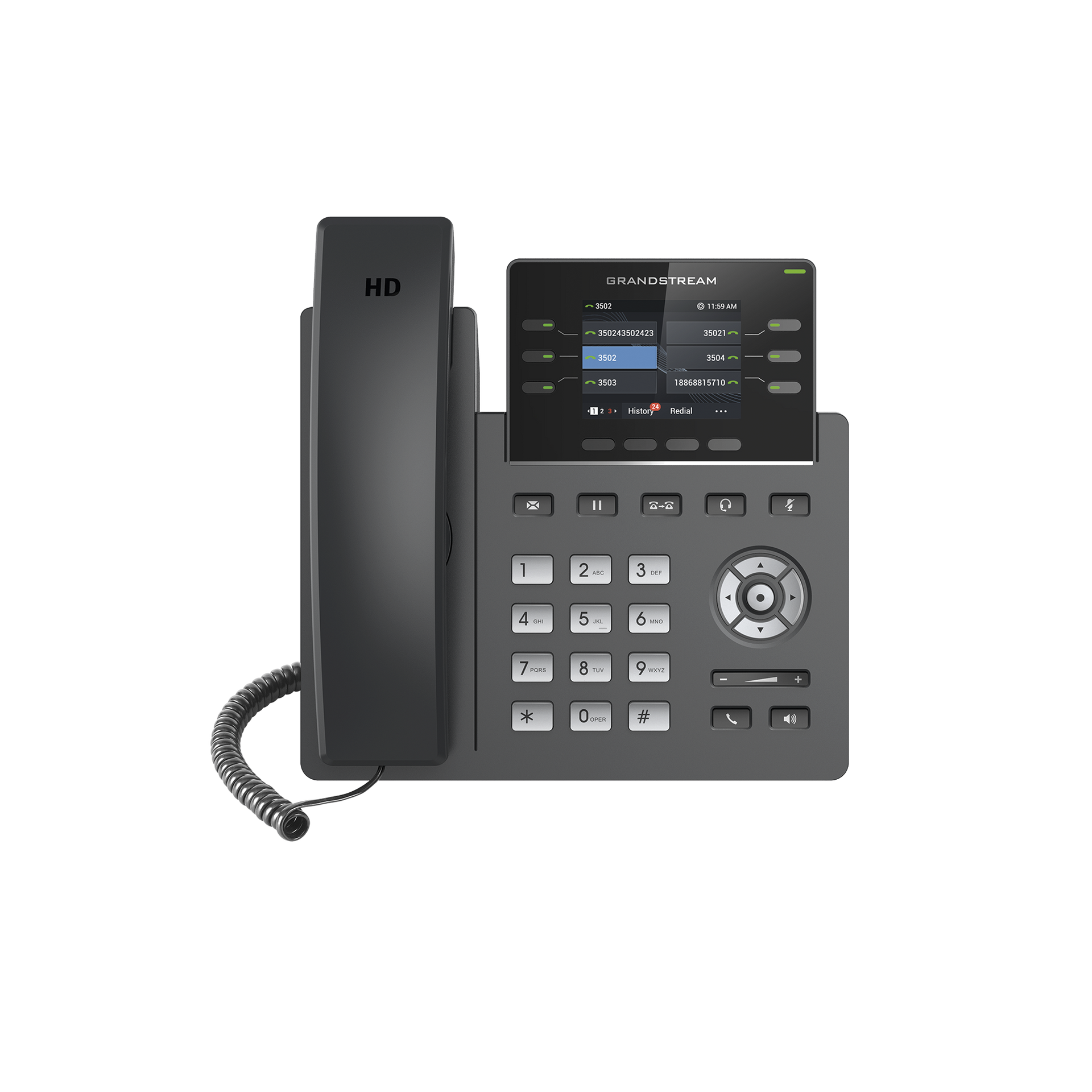 TelÃ©fono IP Grado Operador, 3 lÃ­neas SIP con 6 cuentas, puertos Gigabit,PoE,  pantalla a color 2.4", codec Opus, IPV4/IPV6 con gestiÃ³n en la nube GDMS