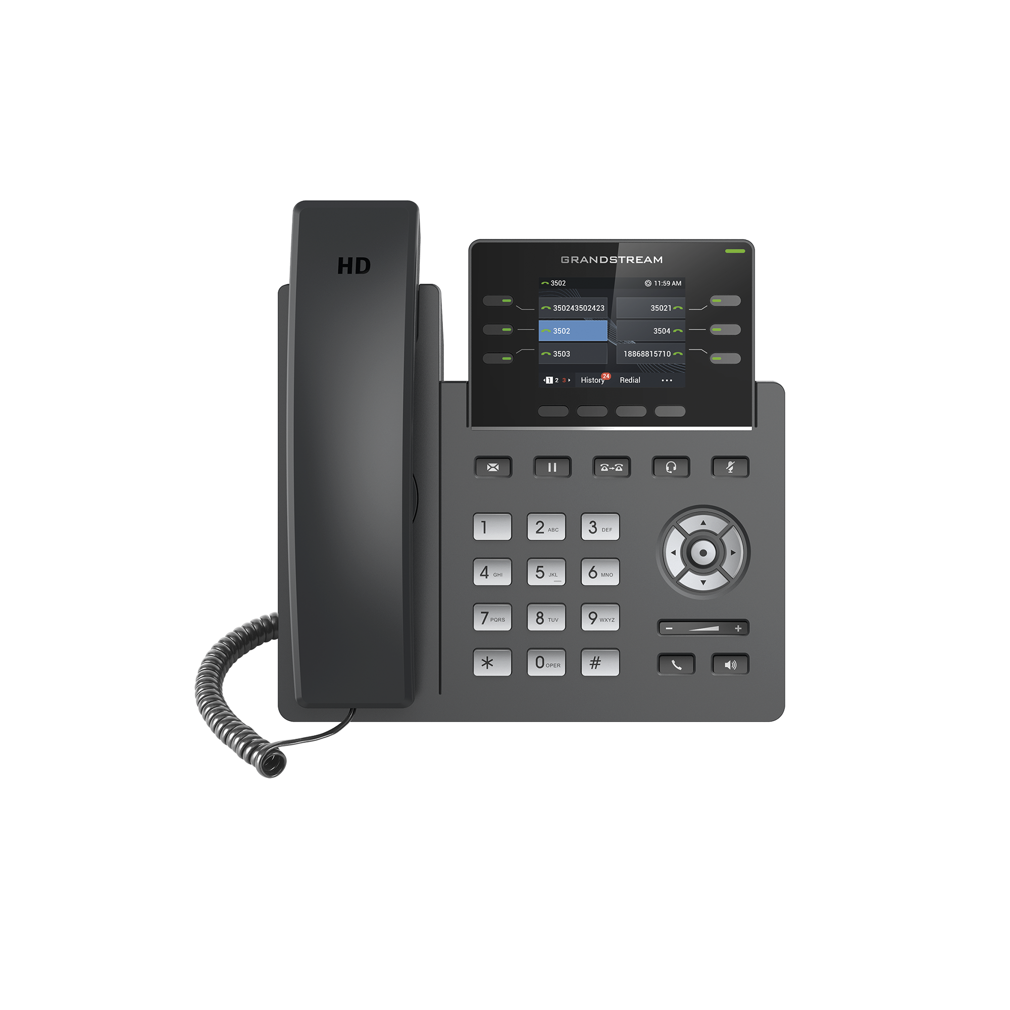 TelÃ©fono IP Grado Operador, 3 lÃ­neas SIP con 6 cuentas, puertos Gigabit,PoE,  pantalla a color 2.4", codec Opus, IPV4/IPV6 con gestiÃ³n en la nube GDMS