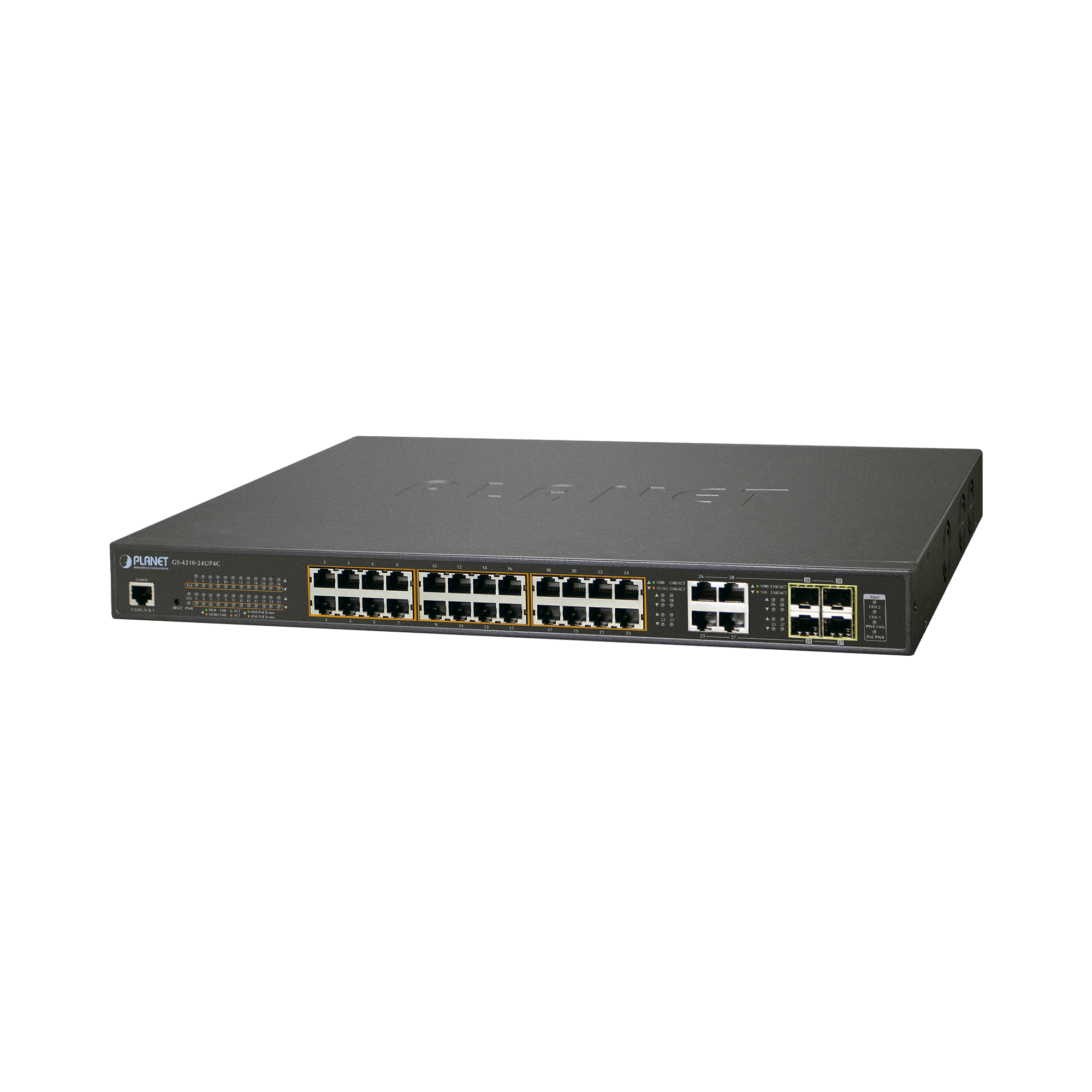 Switch Administrable L2, 24 puertos 10/100/1000T c/Ultra PoE + 4 puertos combo Gigabit TP/SFP, (600W)