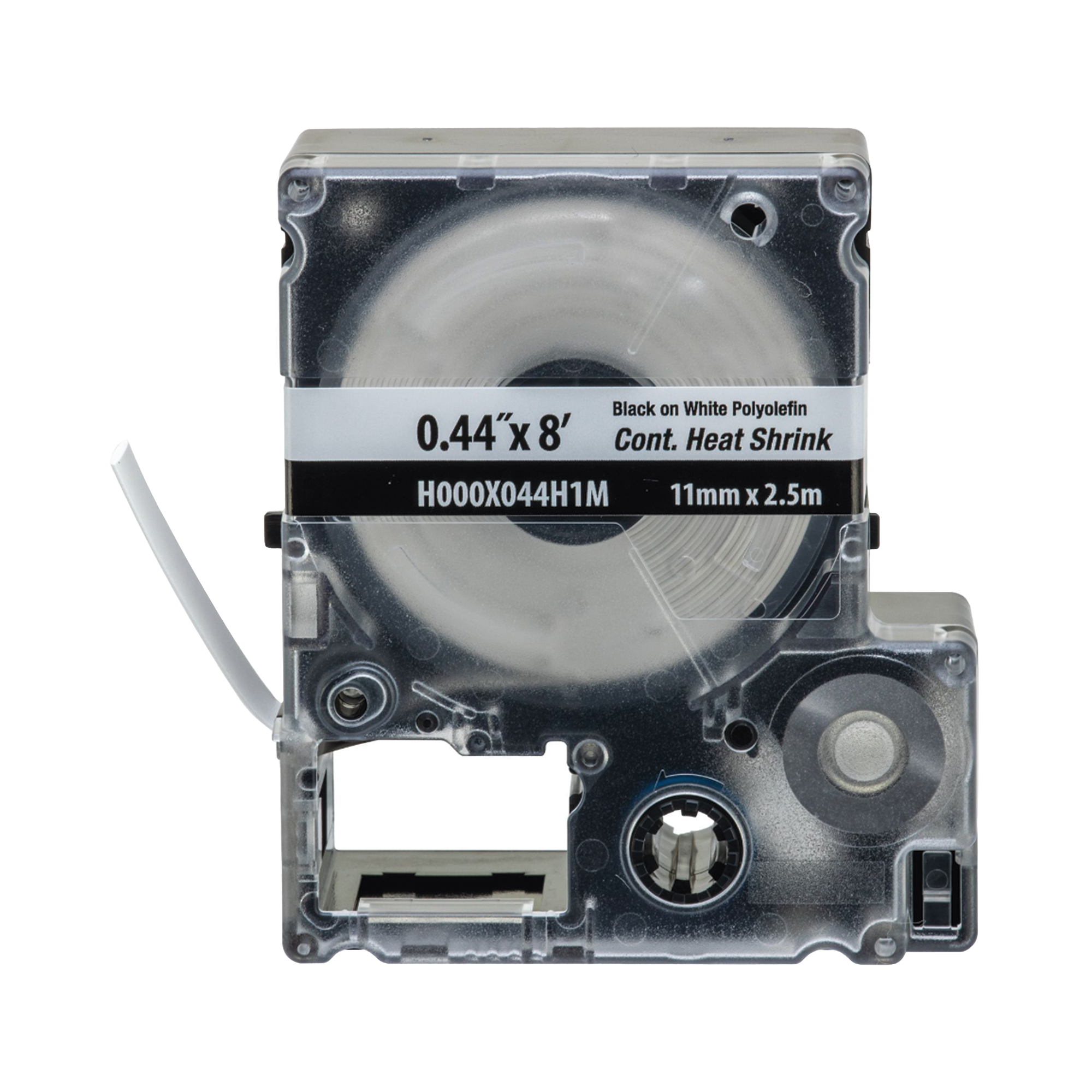 Casete de Etiquetas de Poliolefina de Cinta Continua, Tubo TermocontrÃ¡ctil, 11.2 mm (0.44 in) de Ancho y 2.4 m de largo, Para Cables de 2 a 6.4 mm (16-10 AWG) de DiÃ¡metro, Color Blanco