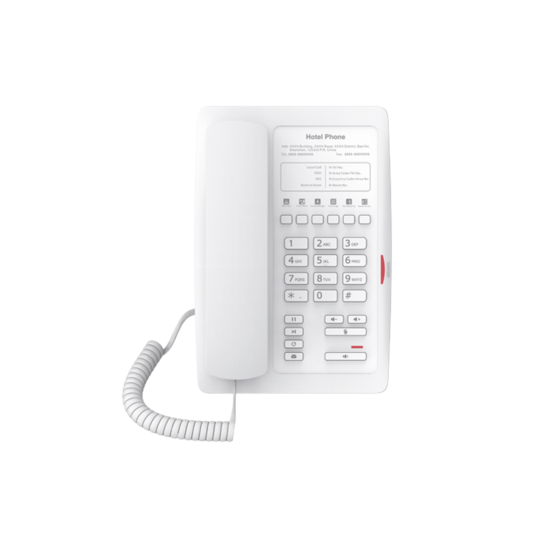 TelÃ©fono IP para HotelerÃ­a, profesional con 6 teclas programables para servicio rÃ¡pido (Hotline), plantilla personalizable con PoE