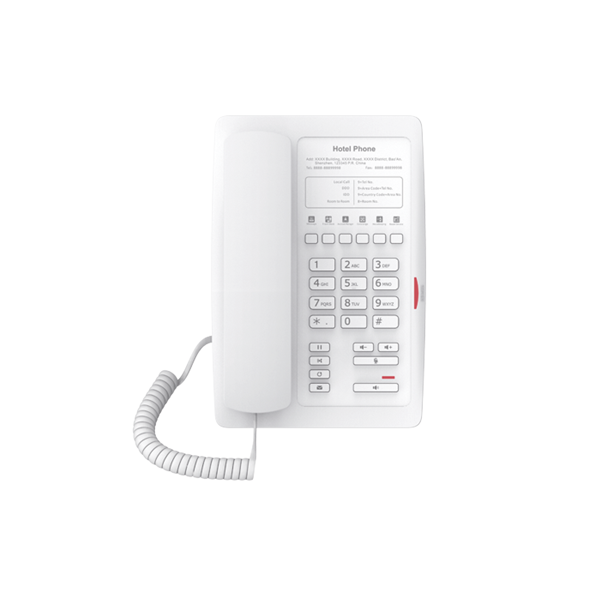 TelÃ©fono IP para HotelerÃ­a, profesional con 6 teclas programables para servicio rÃ¡pido (Hotline), plantilla personalizable con PoE