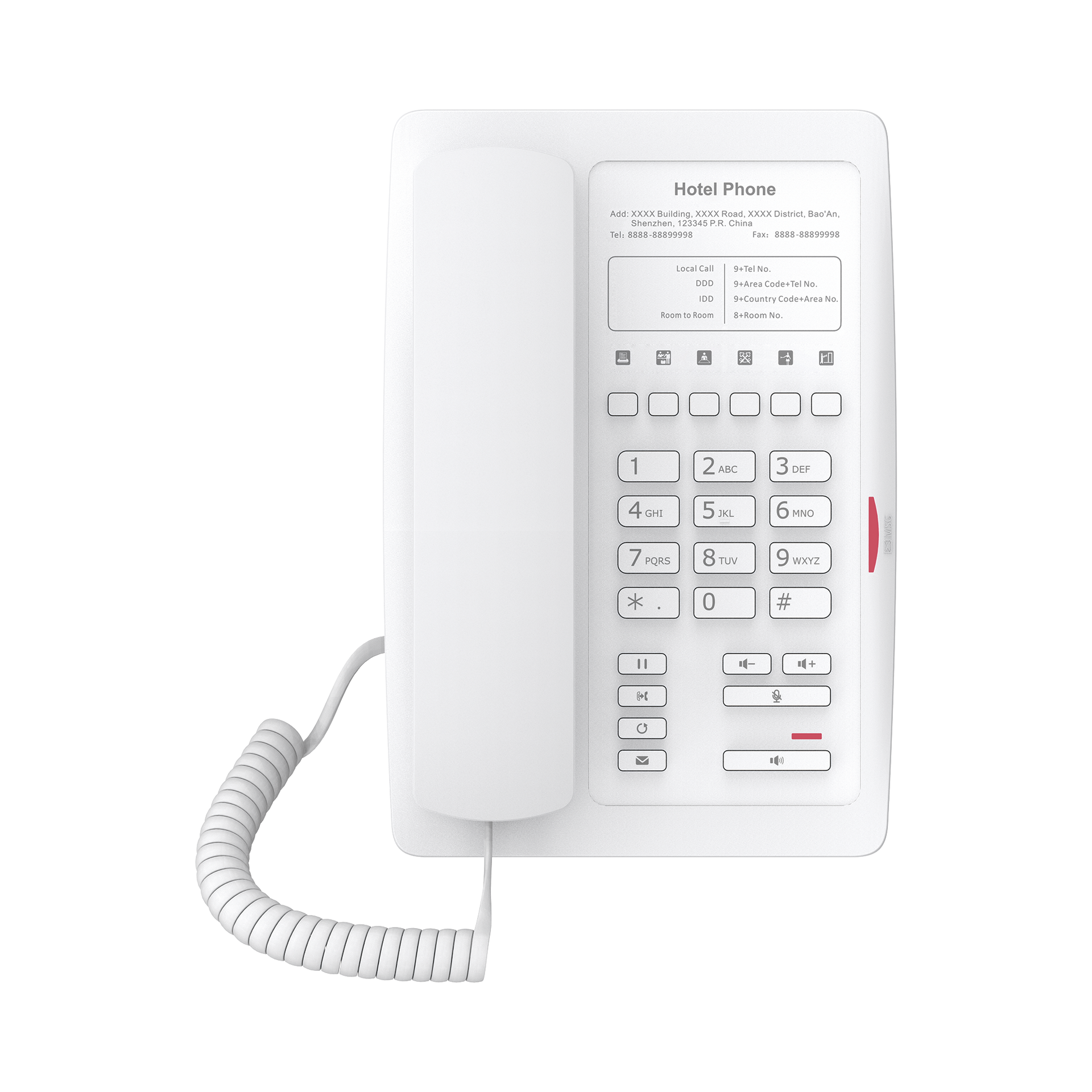 TelÃ©fono IP WiFi para HotelerÃ­a, profesional con 6 teclas programables para servicio rÃ¡pido (Hotline), plantilla personalizable con PoE