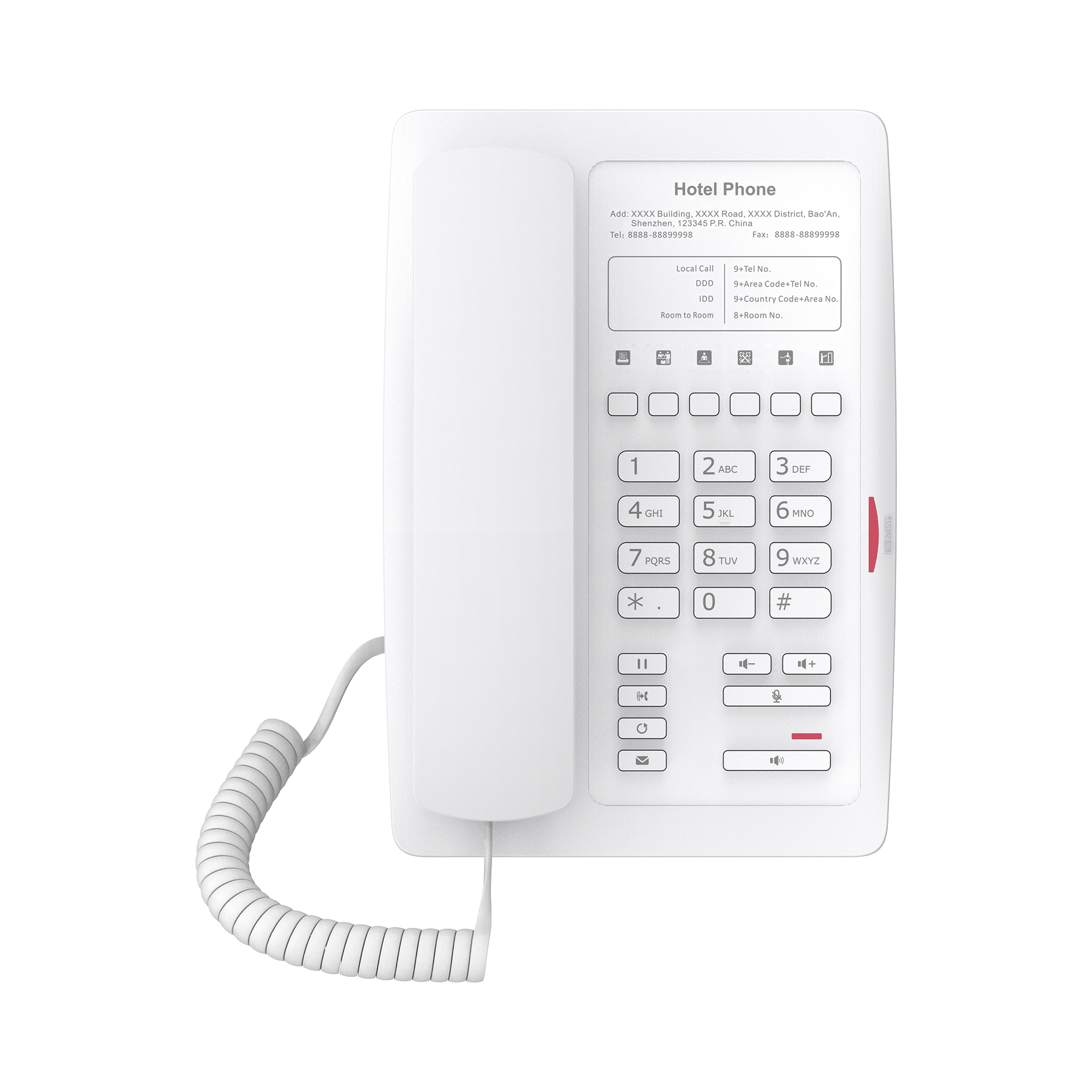 TelÃ©fono IP WiFi para HotelerÃ­a, profesional con 6 teclas programables para servicio rÃ¡pido (Hotline), plantilla personalizable con PoE