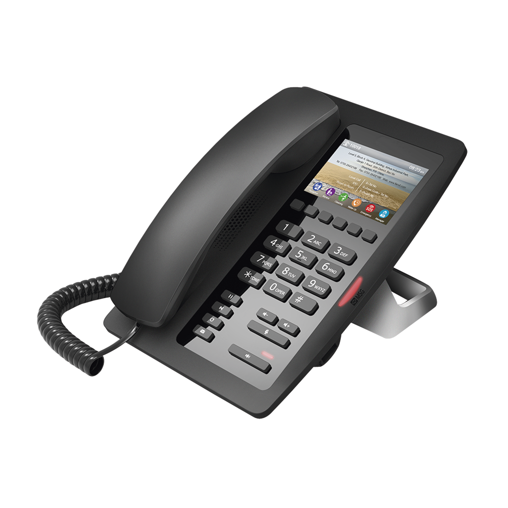 (H5 Color Negro) TelÃ©fono IP Hotelero de gama alta, pantalla LCD de 3.5 pulgadas a color, 6 teclas programables para servicio rÃ¡pido (Hotline), PoE