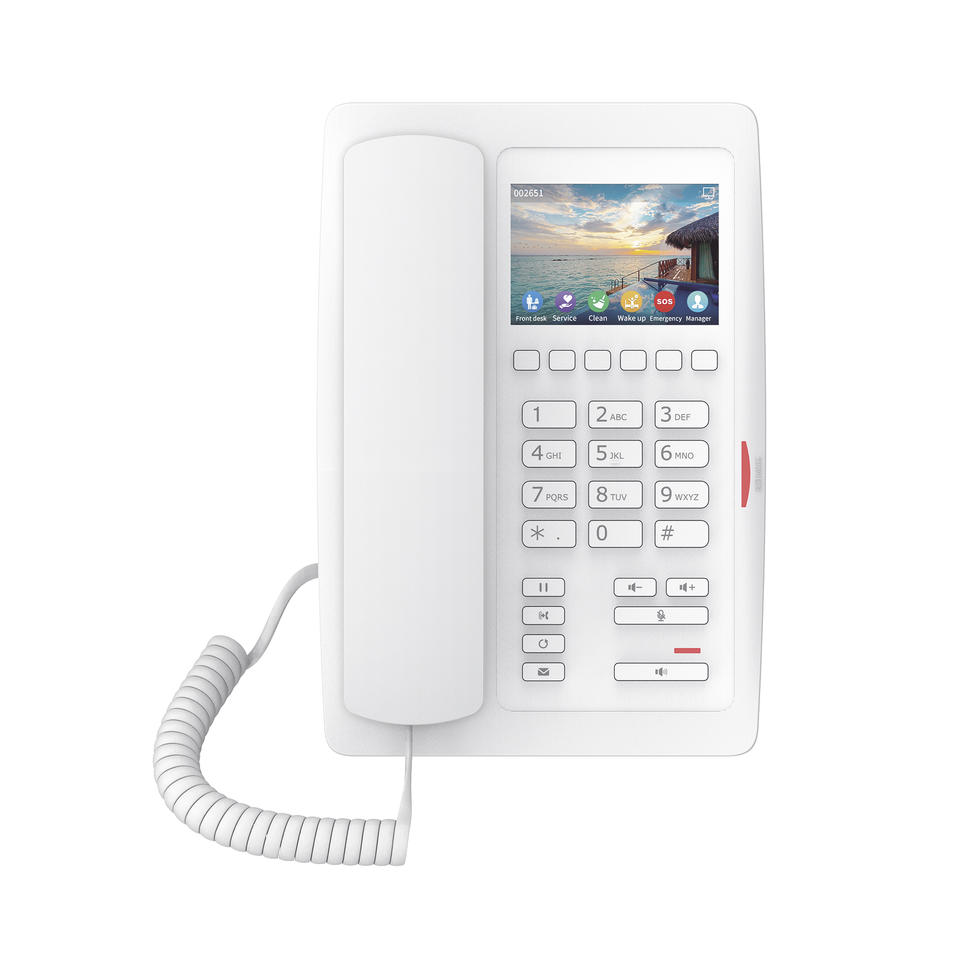 (H5W Color Blanco)TelÃ©fono IP WiFi para HotelerÃ­a, profesional de gama alta con pantalla LCD de 3.5 pulgadas a color, 6 teclas programables para servicio rÃ¡pido (Hotline) PoE