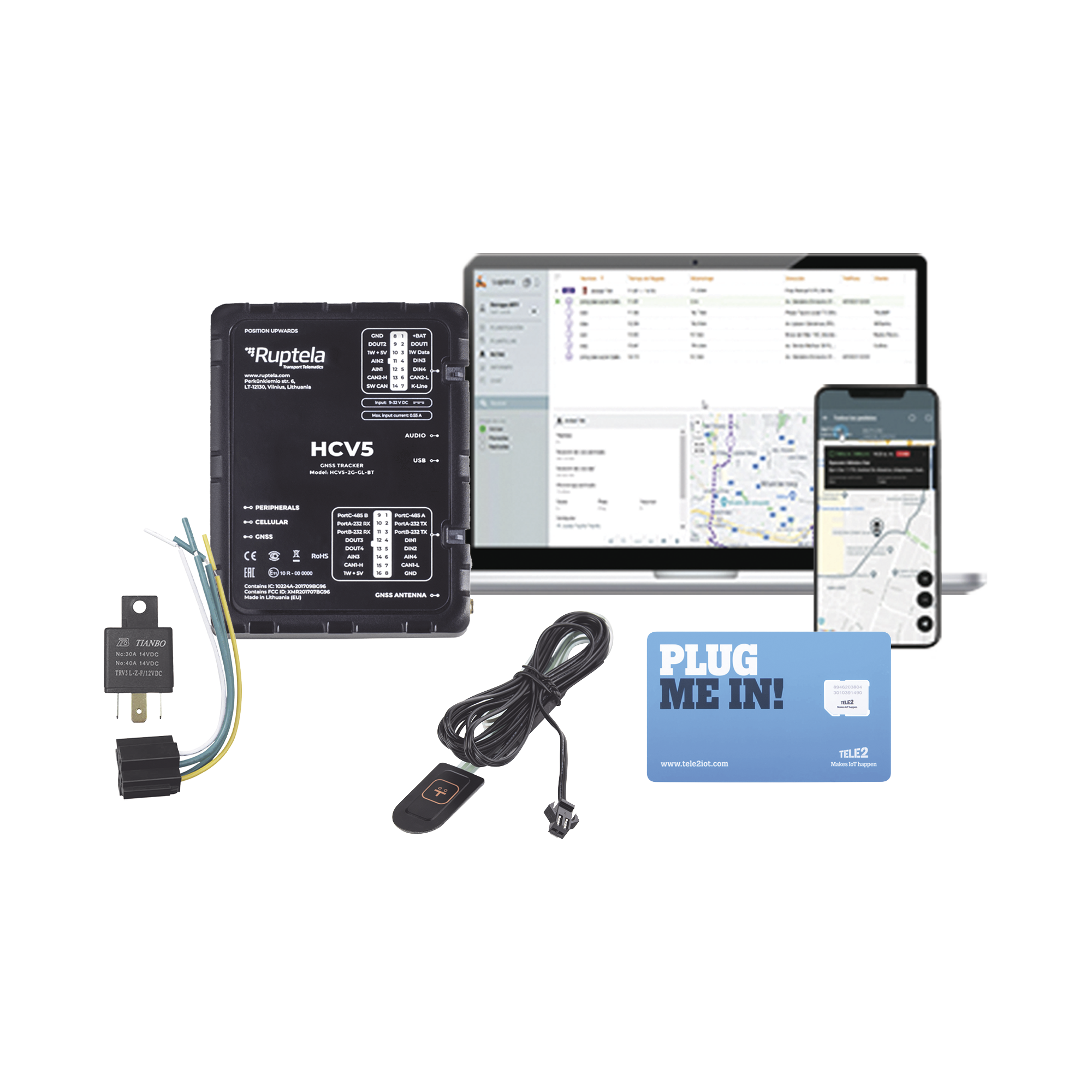 Kit de Localizador 4G LTE / Incluye 1 MICROSIM30M2M + 1 VOUCHER1M + 1 EPCOMGPSMENSUAL + 12VRELAY + BotÃ³n SOS