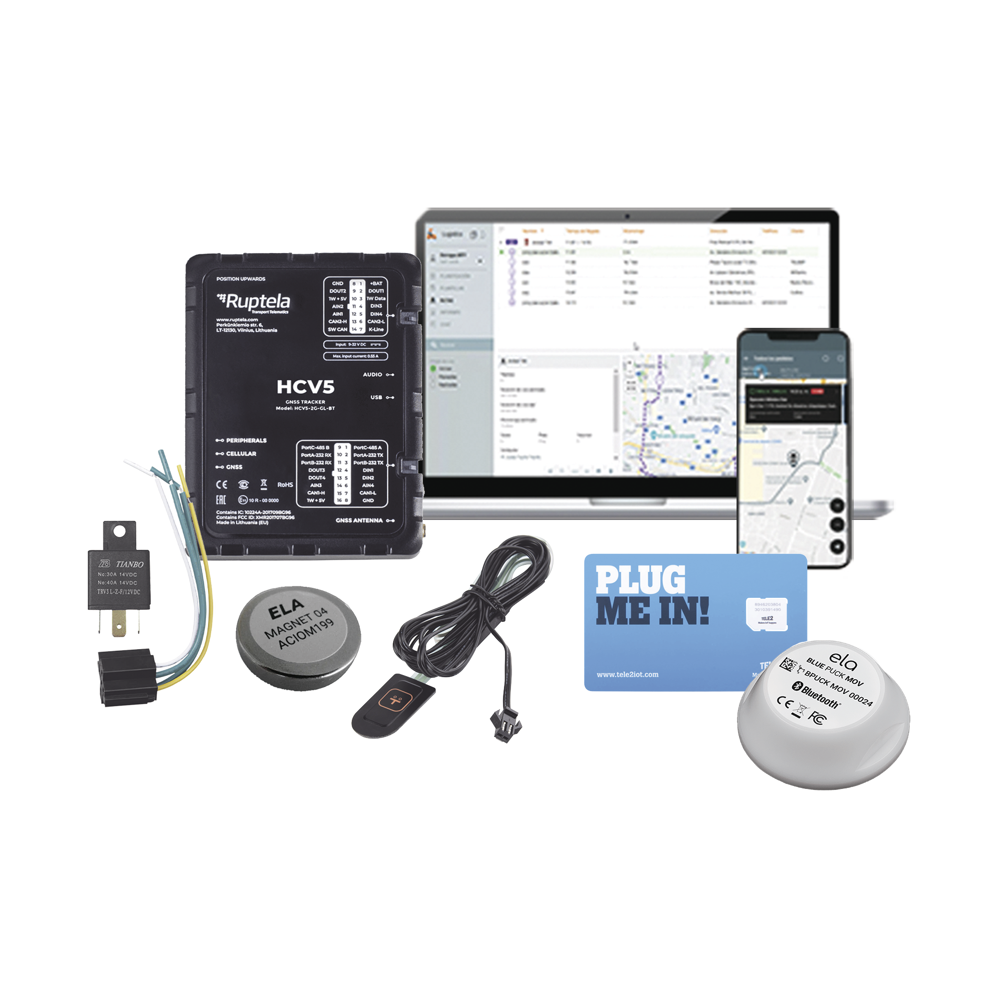 Kit de Localizador 4G LTE / Incluye MICROSIM30M2M +  datos por 1 mes + 1 EPCOMGPSMENSUAL + 12RELAY + BotÃ³n SOS + BLUEPUCKRHT