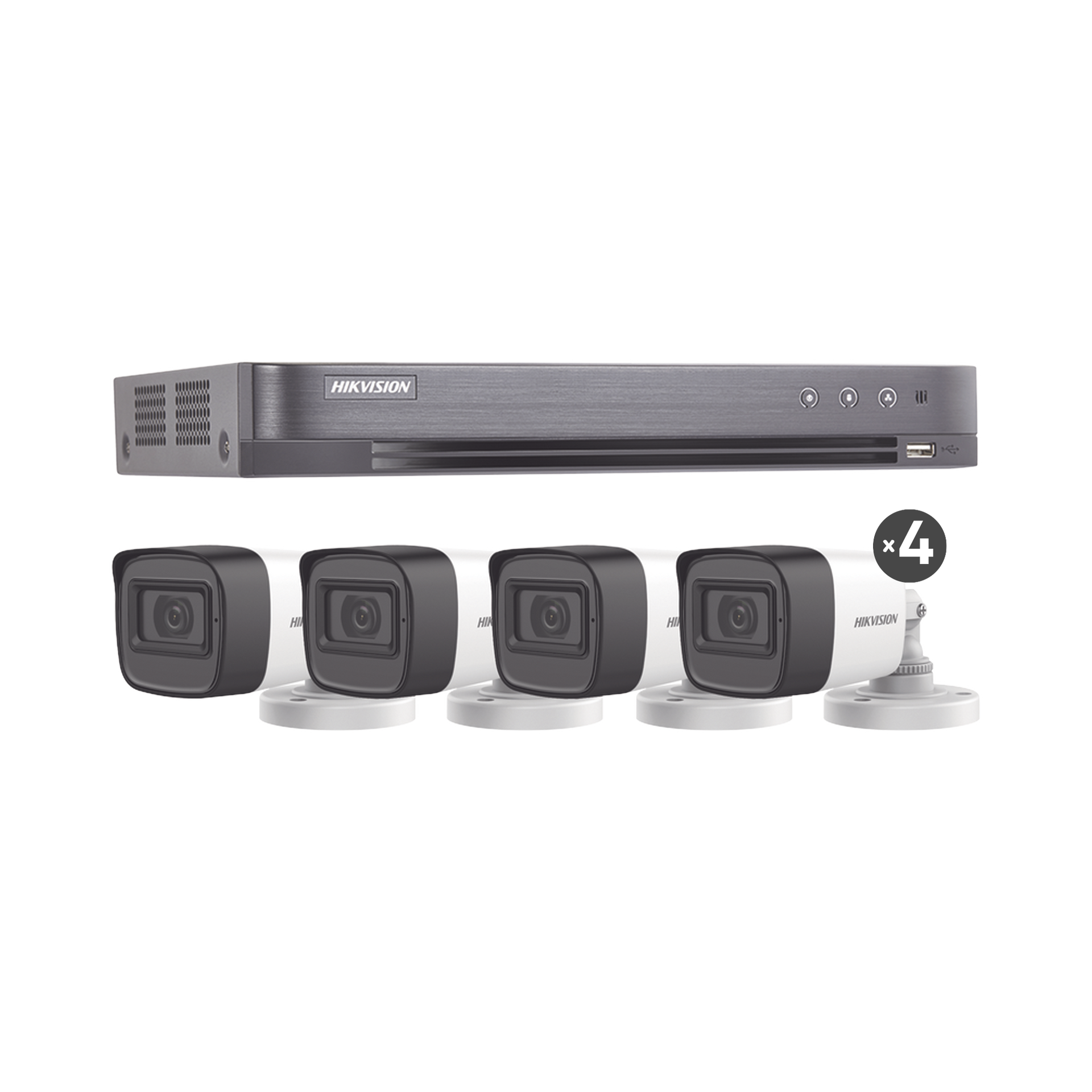 (MICRÃFONO INTEGRADO) KIT TURBOHD 5 Megapixel / DVR 4 Canales / 4 CÃ¡maras Bala con MicrÃ³fono Integrado (exterior 2.8 mm) / Fuente de Poder / Accesorios de InstalaciÃ³n