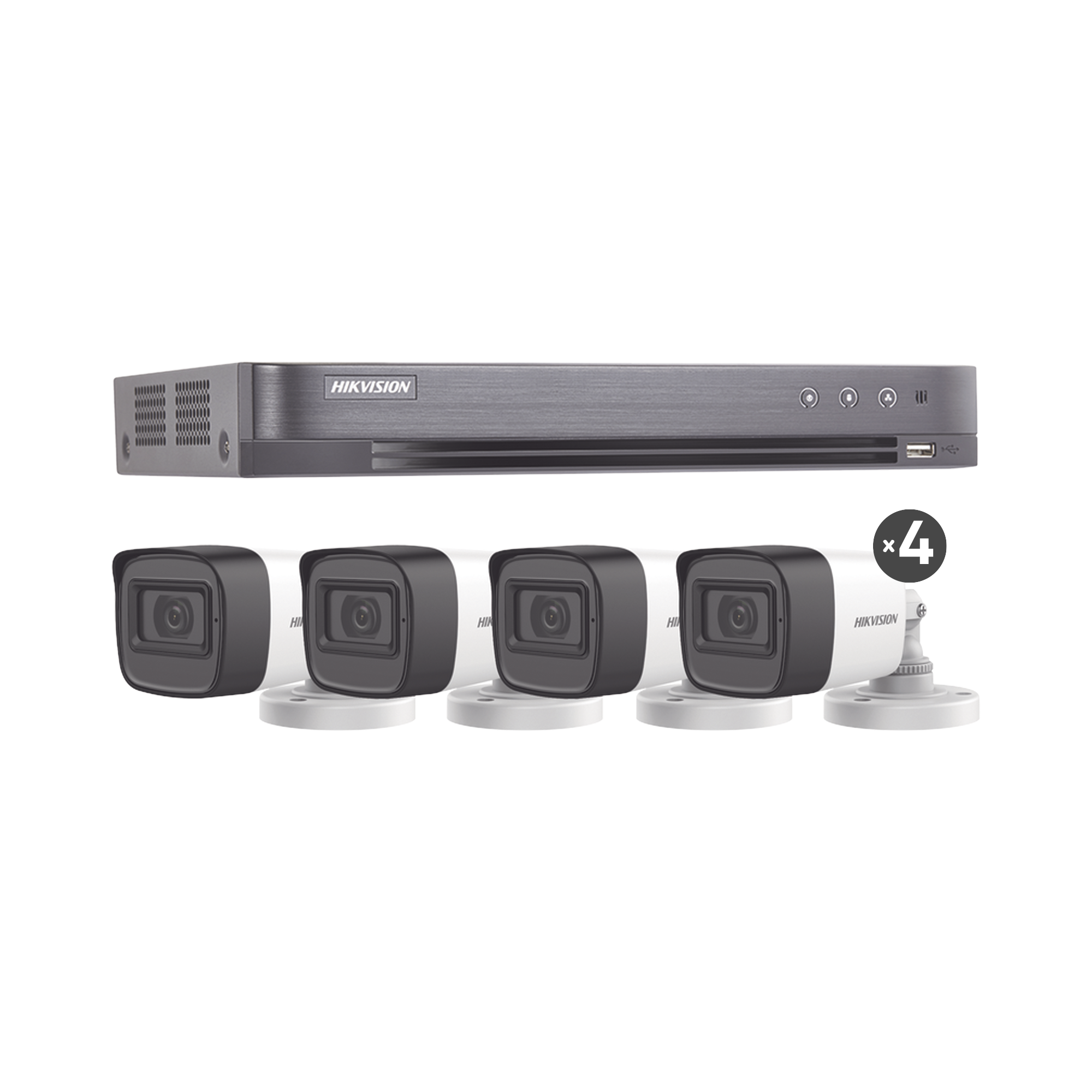 (MICRÃFONO INTEGRADO) KIT TURBOHD 5 Megapixel / DVR 4 Canales / 4 CÃ¡maras Bala con MicrÃ³fono Integrado (exterior 2.8 mm) / Fuente de Poder / Accesorios de InstalaciÃ³n