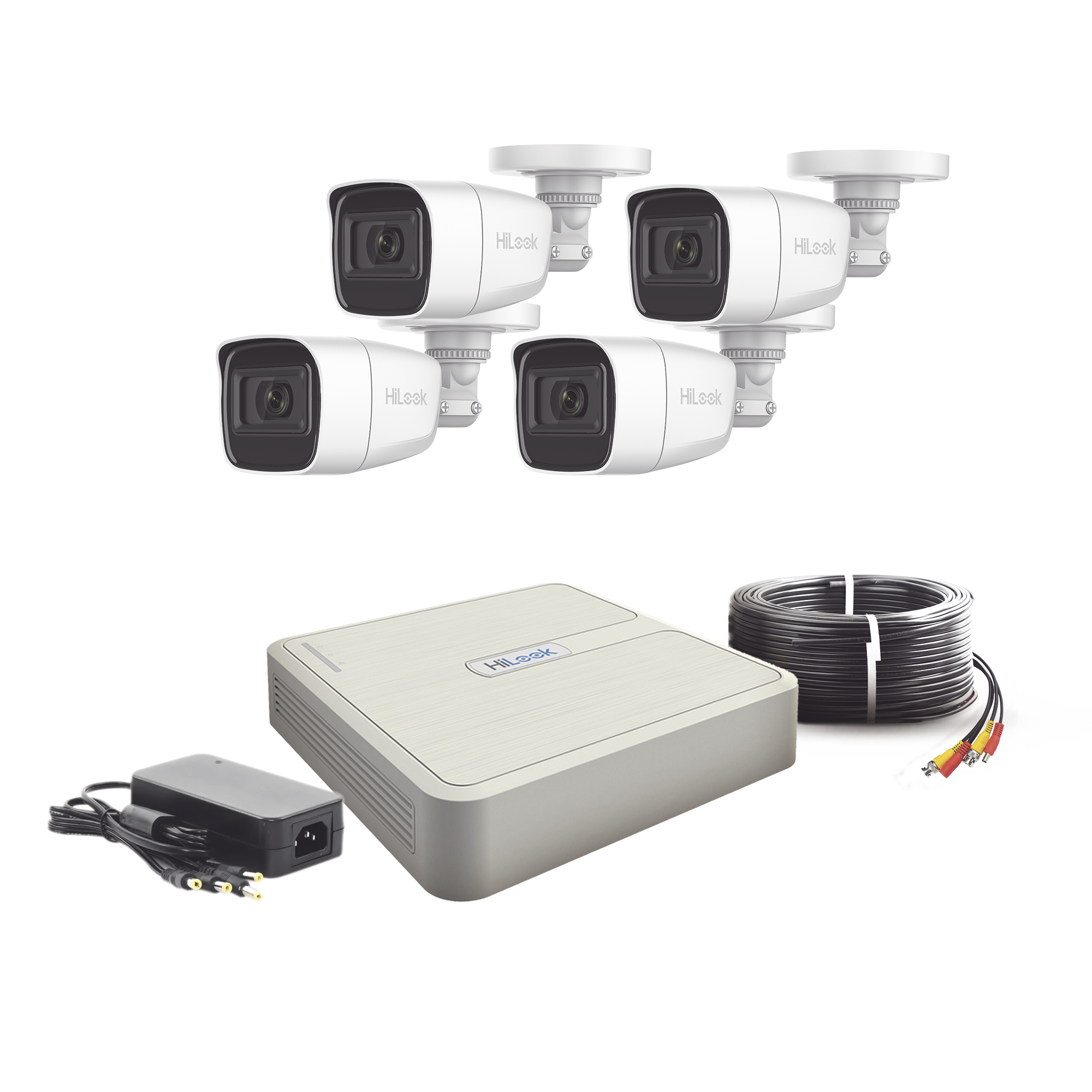 (MICRÃFONO Integrado) Kit TurboHD 1080p Lite / DVR 4 canales / Audio por Coaxitron / 4 CÃ¡maras Bala de Policarbonato con MicrÃ³fono Integrado