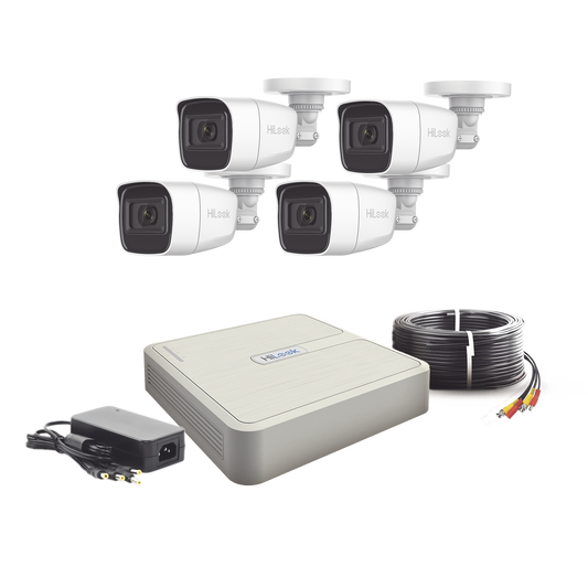 (MICRÃFONO Integrado) Kit TurboHD 1080p Lite / DVR 4 canales / Audio por Coaxitron / 4 CÃ¡maras Bala de Policarbonato con MicrÃ³fono Integrado