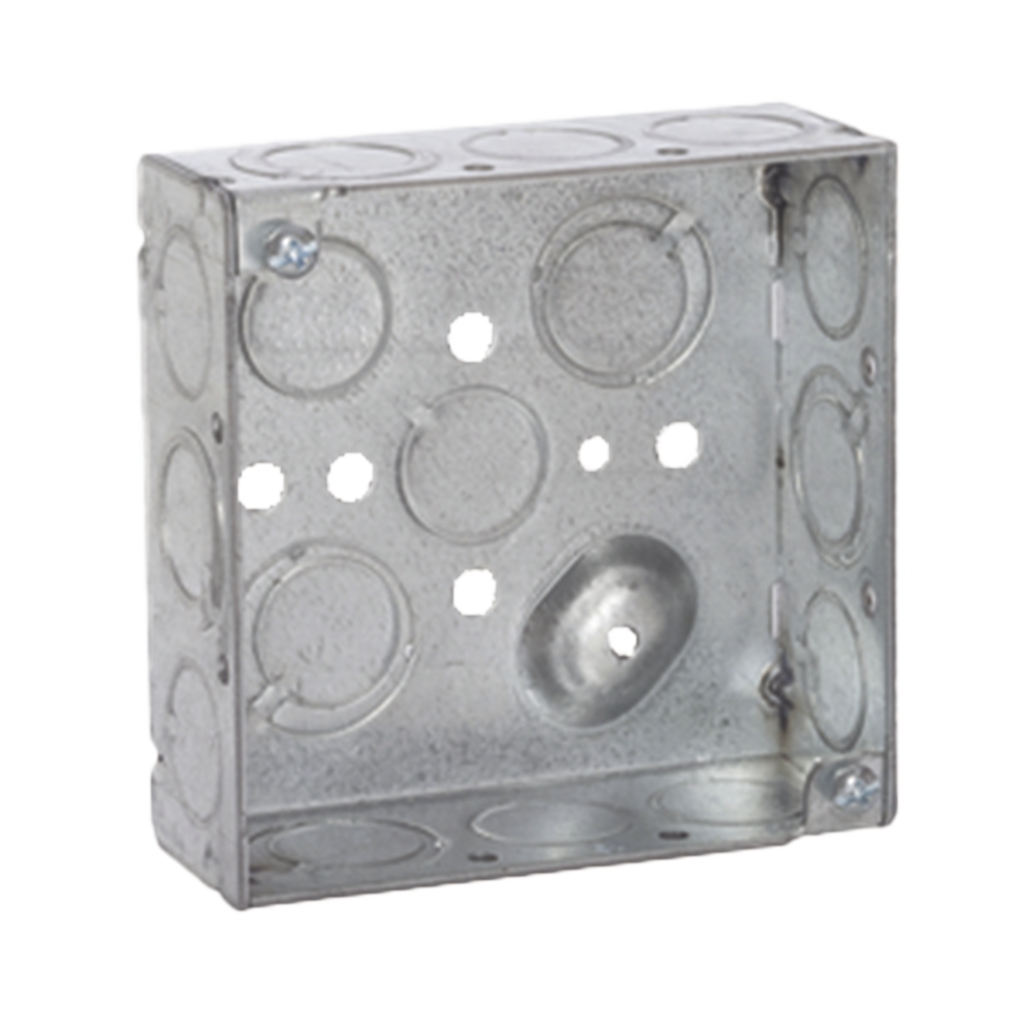 Caja Cuadrada 4 x 4"/Profundidad 1- 1/2"/ 10 Entradas de 1/2" y 6 TKO (1/2"-3/4").