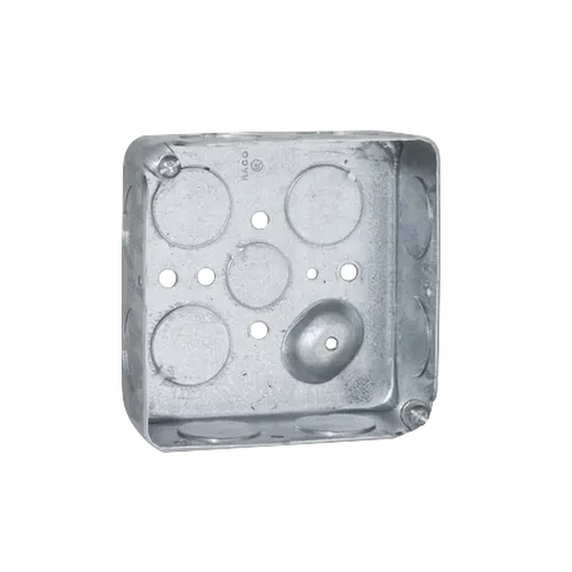 Caja Cuadrada 4 x 4"/Profundidad  1- 1/2"/ 11 Entradas de 3/4" y 1 de 1/2".