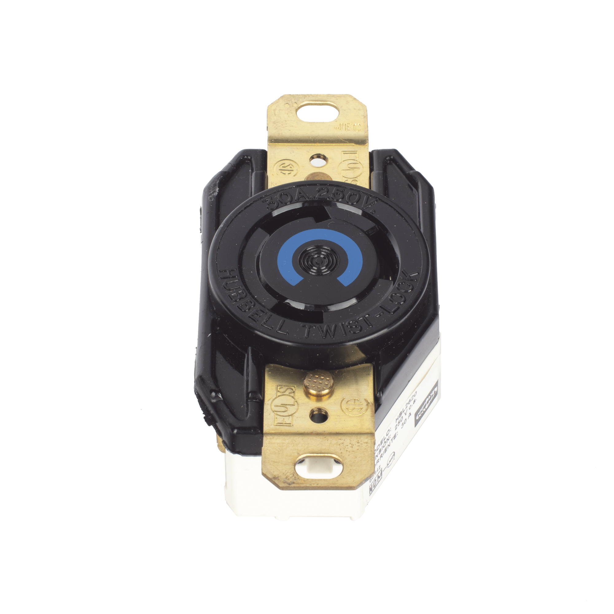 ReceptÃ¡culo de Media Vuelta Industrial 30 A 250 V CA 2 Polos 3 Hilos (Nema L6-30R) Color Negro.