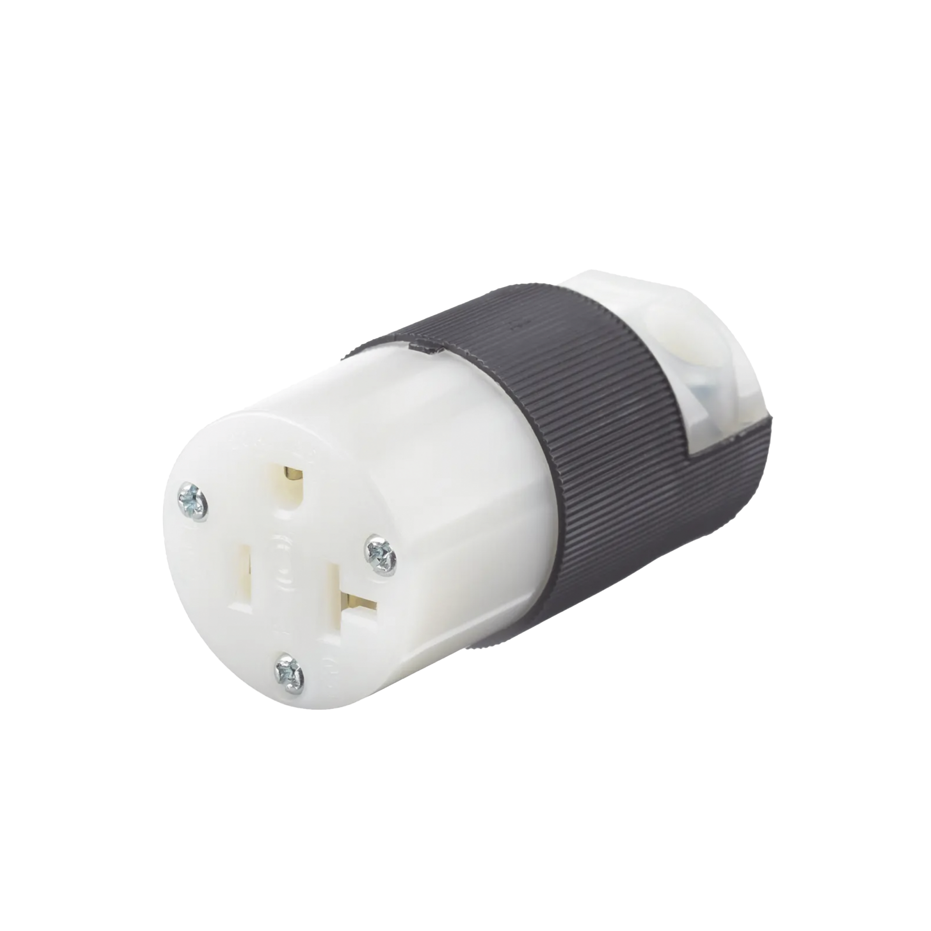 Conector Entrada Recta/ 20 A 125V/ 2 Polos 3 Hilos/ Nema 5-20 R/ Grado Industrial- Comercial / Color Negro-Blanco.