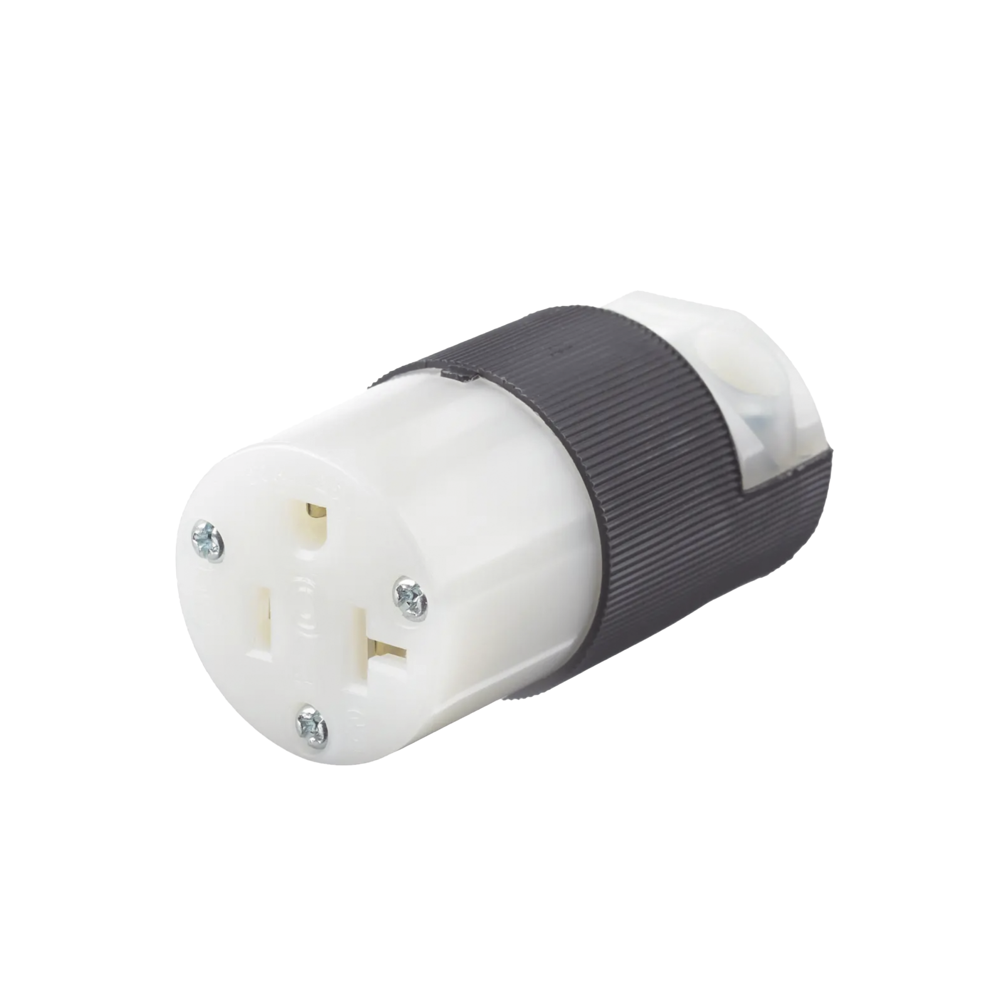 Conector Entrada Recta/ 20 A 125V/ 2 Polos 3 Hilos/ Nema 5-20 R/ Grado Industrial- Comercial / Color Negro-Blanco.