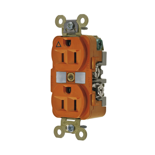 Contacto DÃºplex ConexiÃ³n a Tierra Aislada 15A 125V/ 2 Polos 3 Hilos/ Color Naranja/ Nema 5-15R/ Grado Industrial.