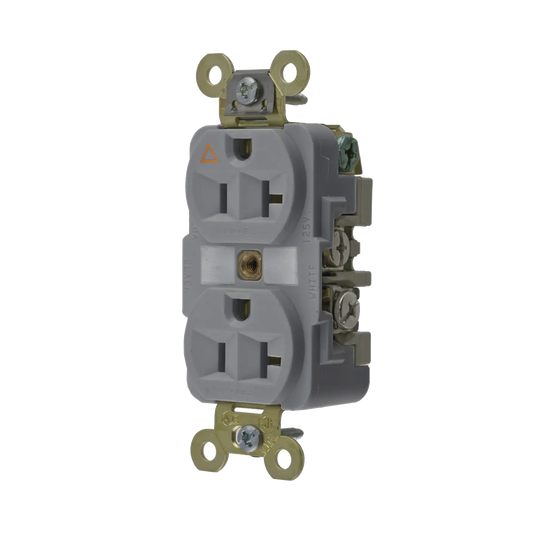 Contacto DÃºplex ConexiÃ³n a Tierra Aislada/ 20 A 125 V/ 2 polos 3 Hilos/ Color Gris/ Nema 5- 20R/ Grado Industrial.