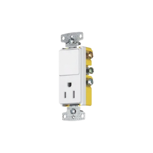 CombinaciÃ³n de Contacto y Apagador Decorador 15A 125V/ Color  Blanco.