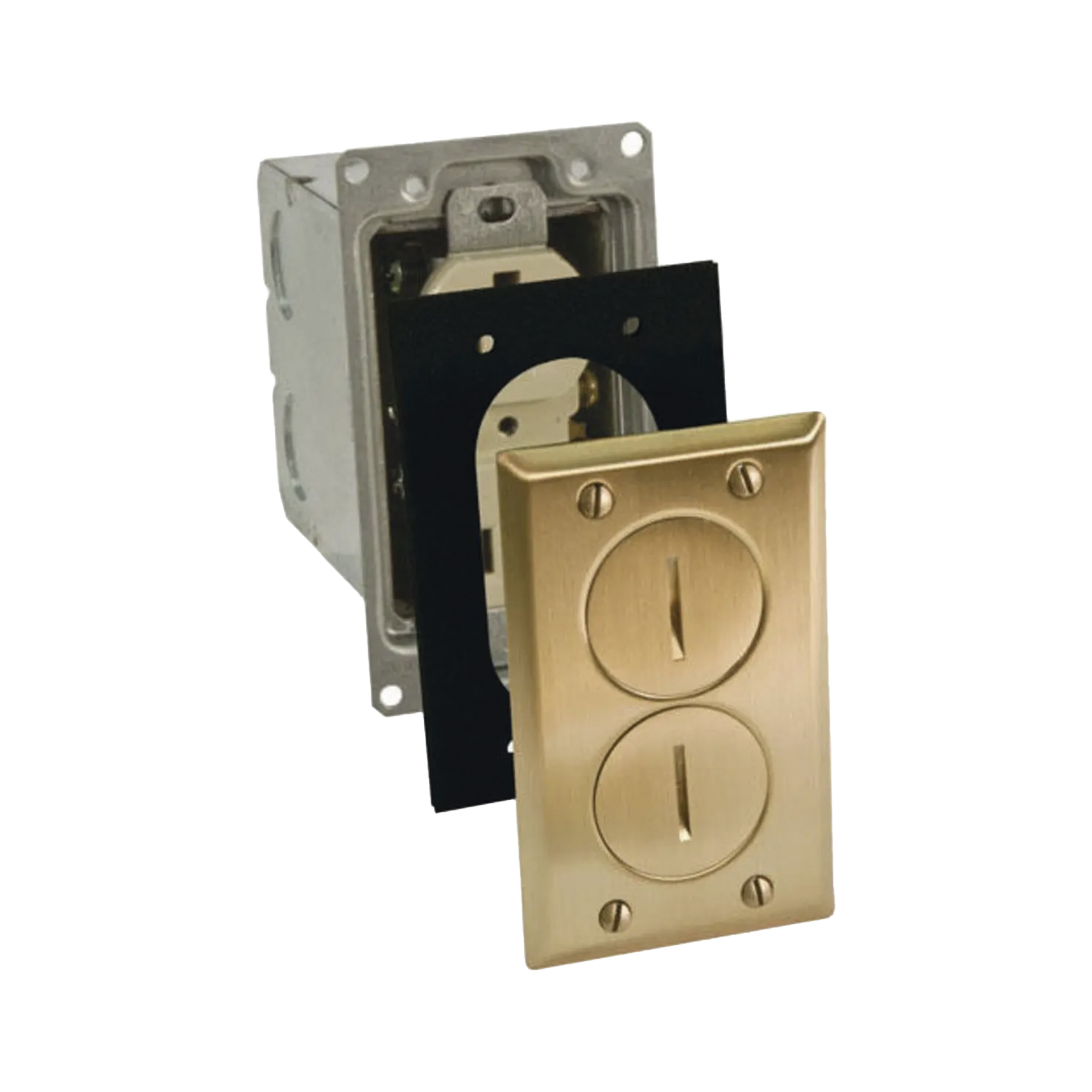 Kit de Caja de Piso con Receptaculo de  15A 125V/ Acabado LatÃ³n.