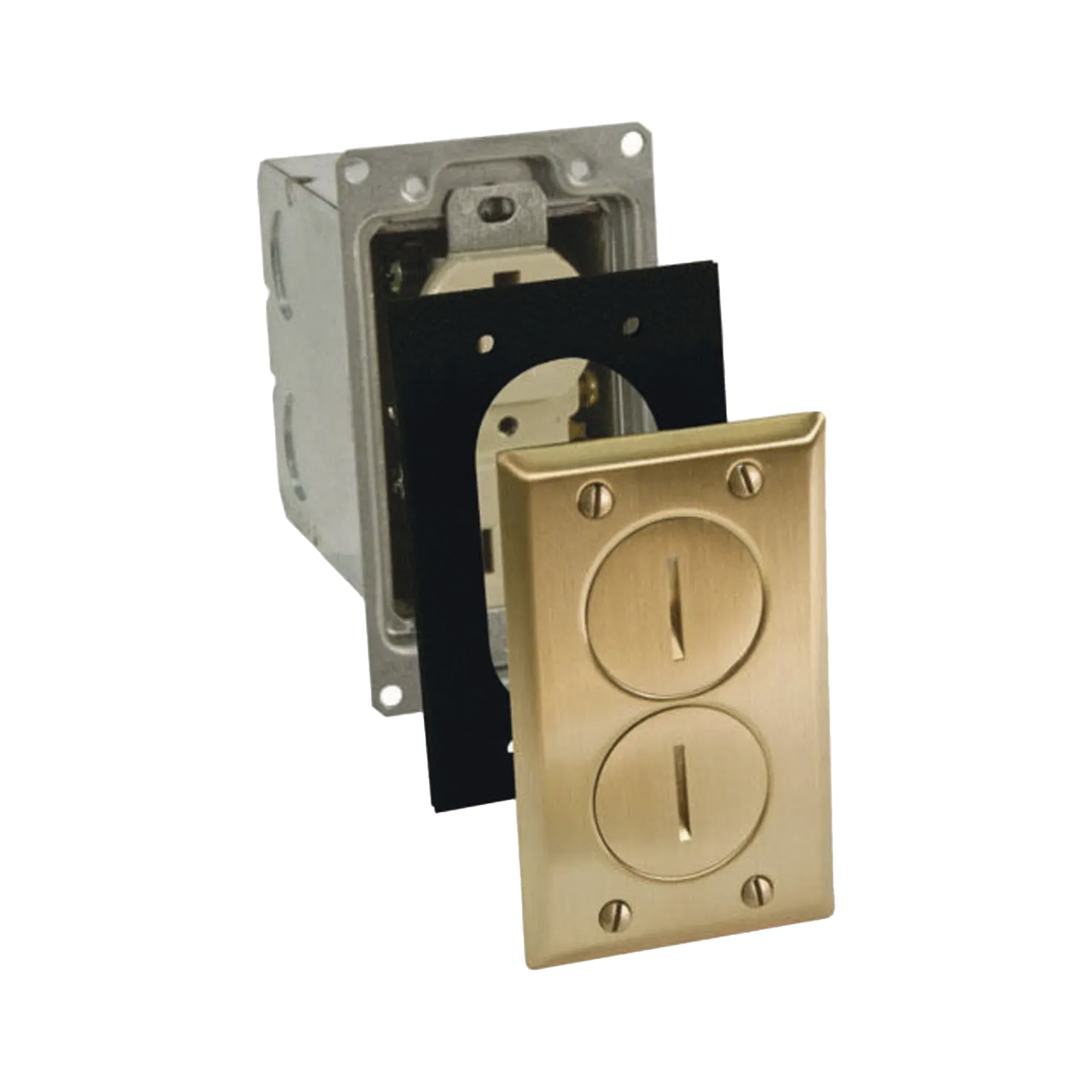 Kit de Caja de Piso con Receptaculo de  15A 125V/ Acabado LatÃ³n.