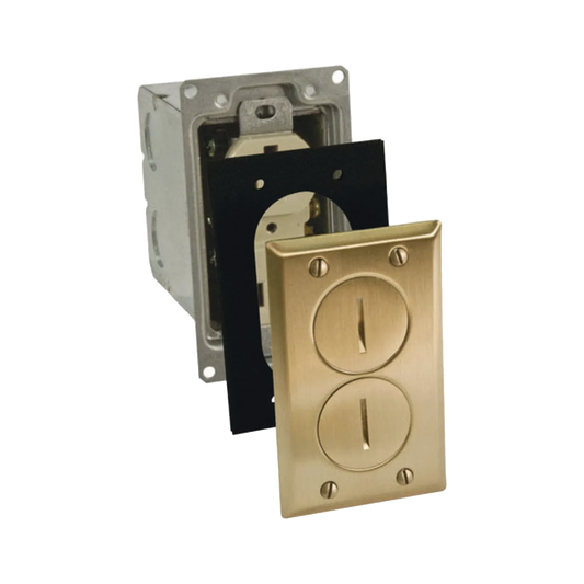 Kit de Caja de Piso con Receptaculo de  15A 125V/ Acabado LatÃ³n.