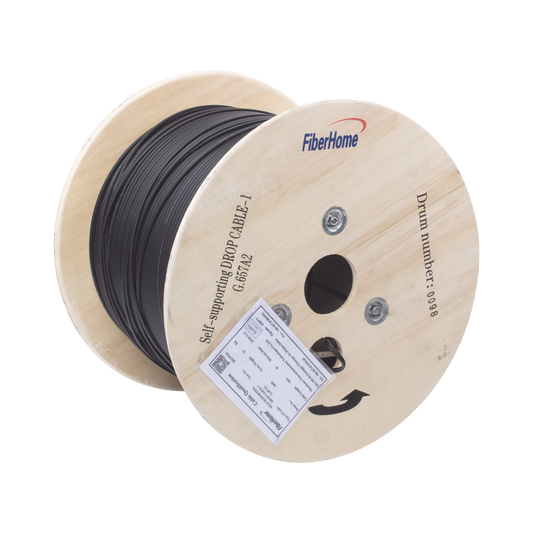 Carrete de 1 km de Fibra Ãptica AÃ©rea Mini Figura 8 G.657A2 tipo Drop, Monomodo de 1 Hilo (unifibra), Color Negro, Span 80