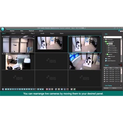 Software multi-sitio, hasta 1024 dispositivos , multi-pantalla- VisualizaciÃ³n, GrabaciÃ³n, E-Map. Para equipos IDIS.