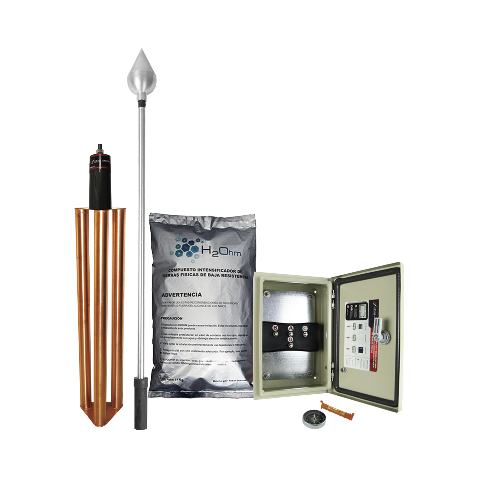 Kit de Pararrayo con Punta en Acero Inoxidable con DiÃ¡metro de ProtecciÃ³n de 160 metros.