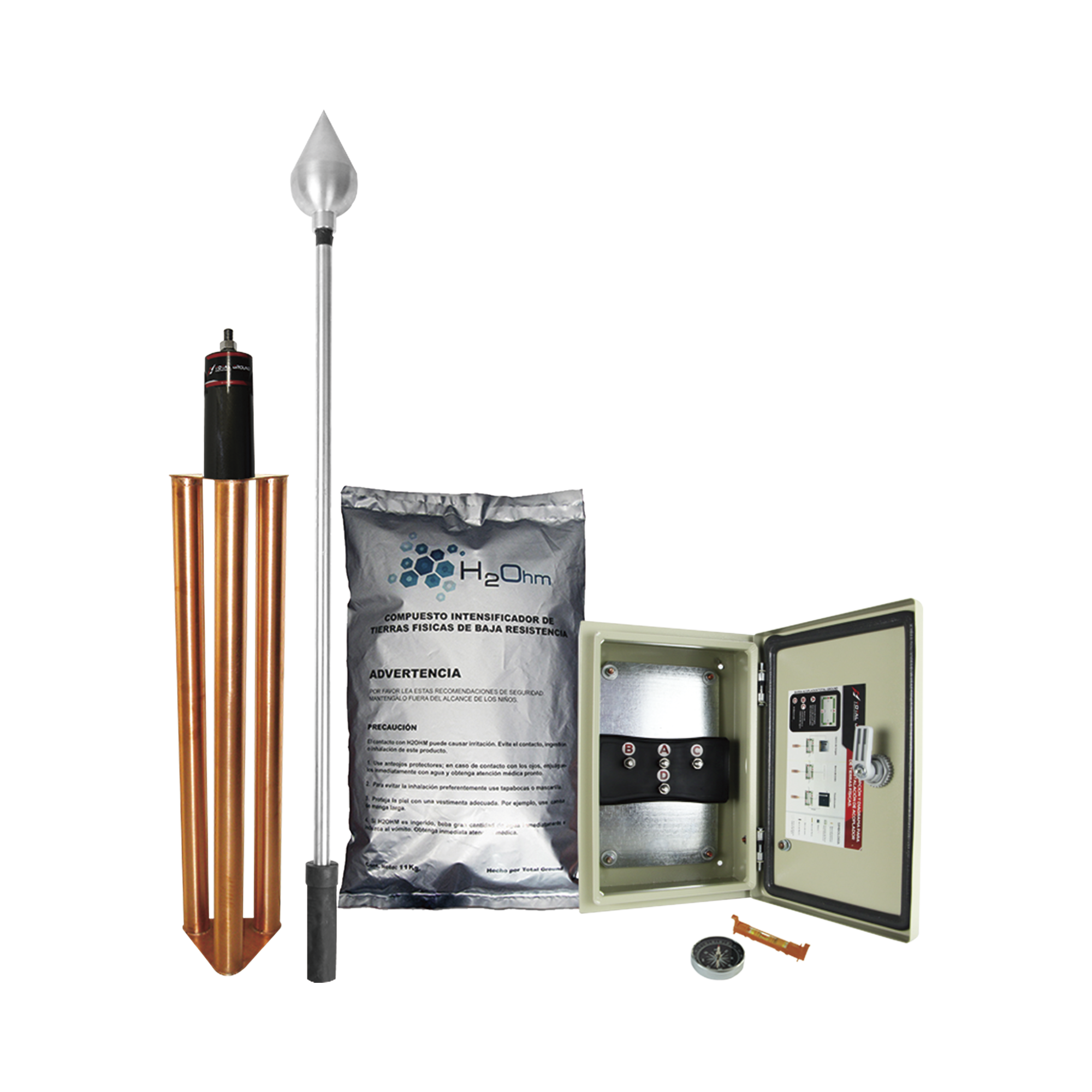 Kit de Pararrayo con Punta en Acero Inoxidable con DiÃ¡metro de ProtecciÃ³n de 160 metros.