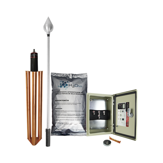 Kit de Pararrayo con Punta en Acero Inoxidable con DiÃ¡metro de ProtecciÃ³n de 160 metros.