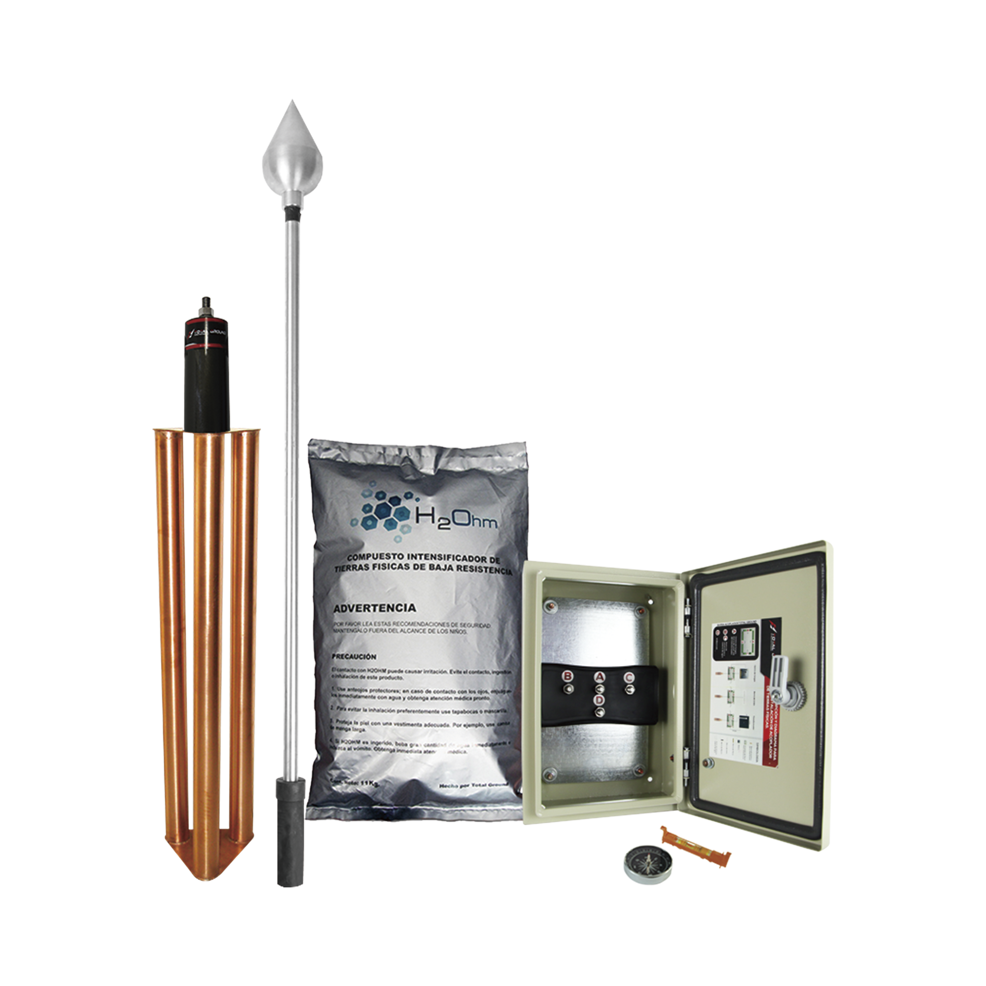 Kit de Pararrayo con Punta en Aluminio con DiÃ¡metro de ProtecciÃ³n de 160 metros.