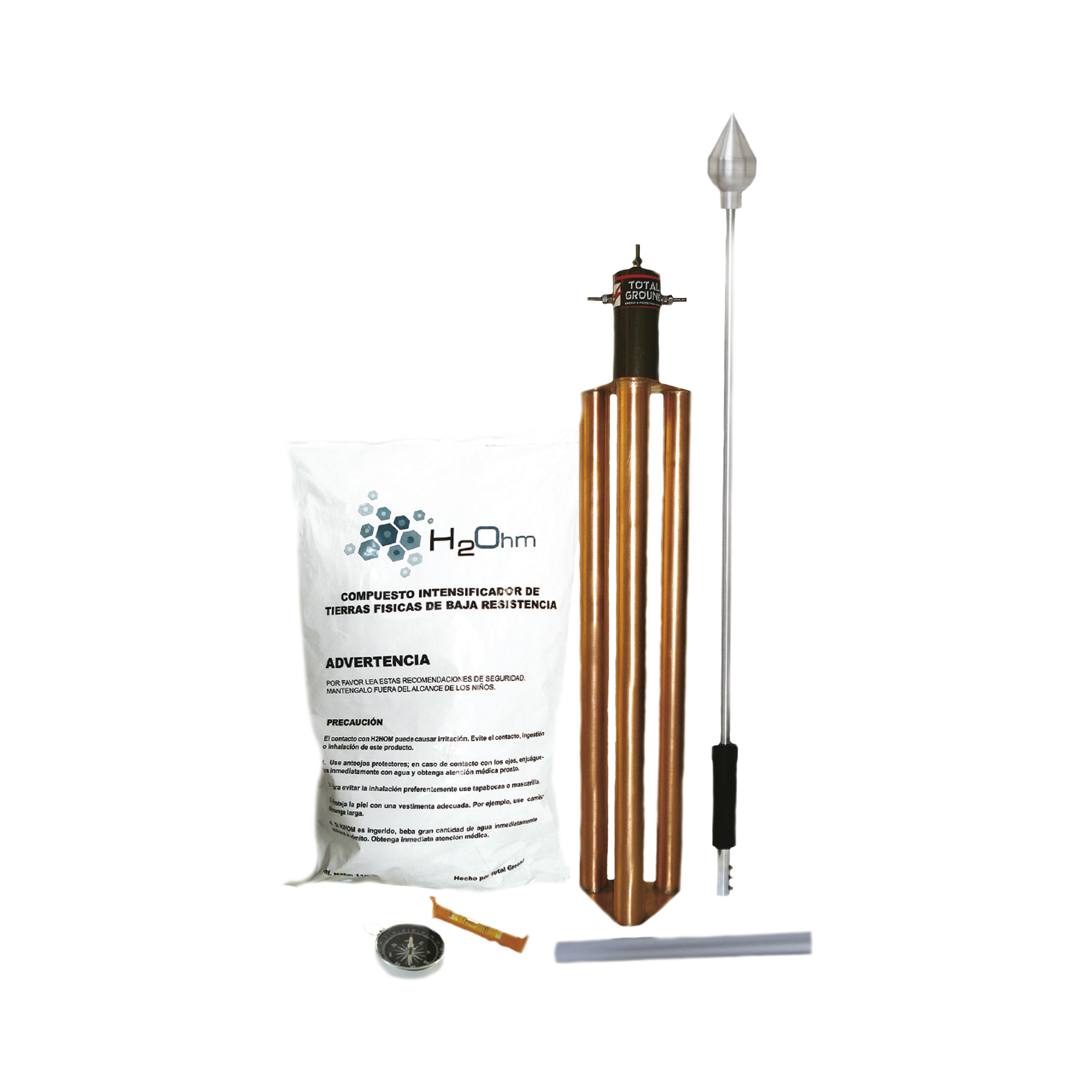 Punta Pararrayos para 80 m de DiÃ¡metro de ProtecciÃ³n con Electrodo y Mejorador de Terreno.