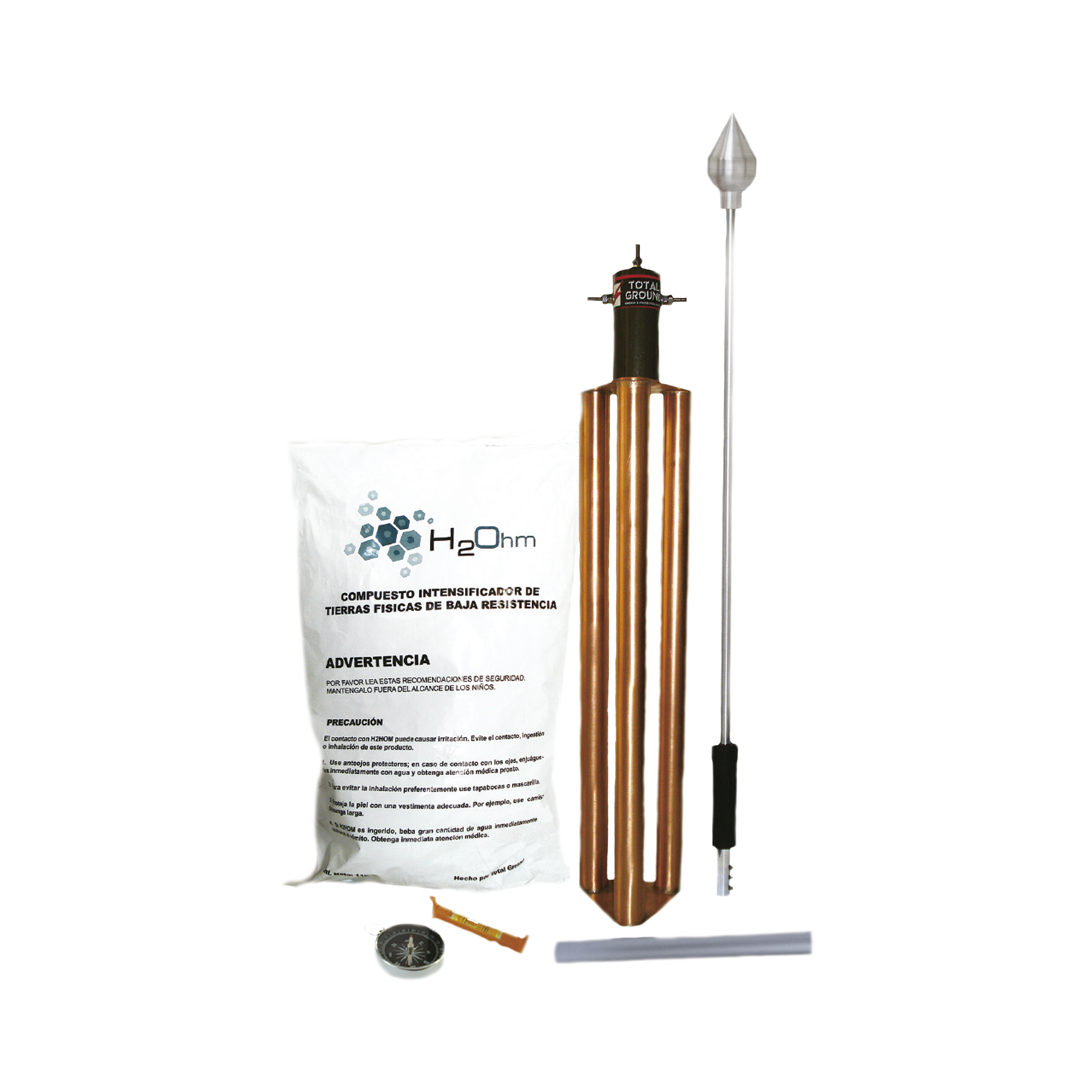 Punta Pararrayos para 80 m de DiÃ¡metro de ProtecciÃ³n con Electrodo y Mejorador de Terreno.