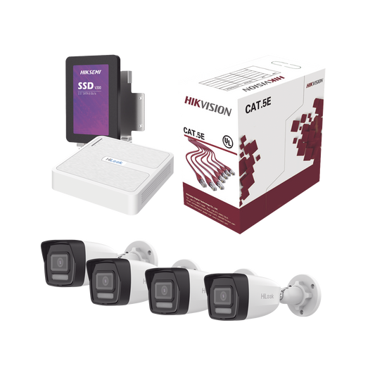 Kit IP 4 Megapixel / NVR de 4 Canales / 4 CÃ¡maras IP / Bobina de Cable de 100 mts / Disco Duro 1 TB