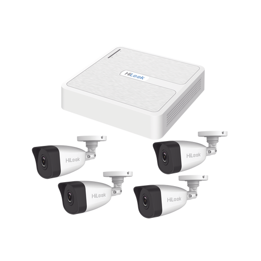 Kit IP 4 Megapixel / NVR de 4 Canales con 4 Puertos PoE / 4 CÃ¡maras IP con MicrÃ³fono Integrado / Bala para Exterior