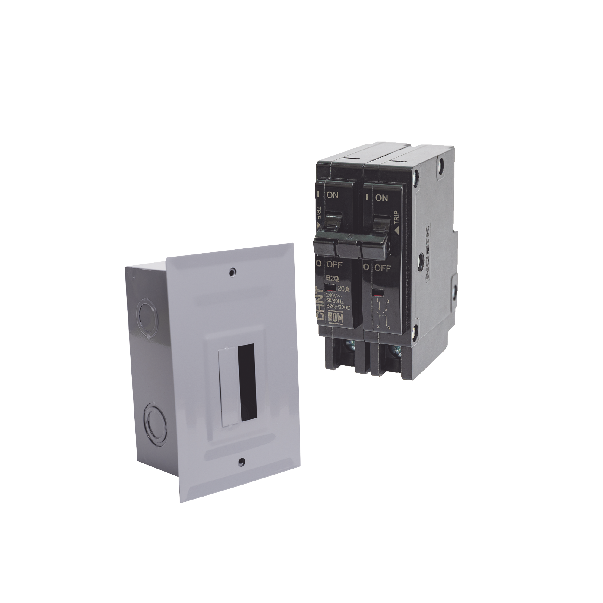 Kit Centro de Carga para empotrar con 1 Interruptor TÃ©rmico de 2 Polos, 15Amp 120/240Vca 10kA.