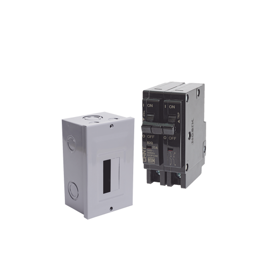 Kit Centro de Carga para sobreponer con 1 Interruptor TÃ©rmico de 2 Polos, 20Amp 120/240Vca 10kA.