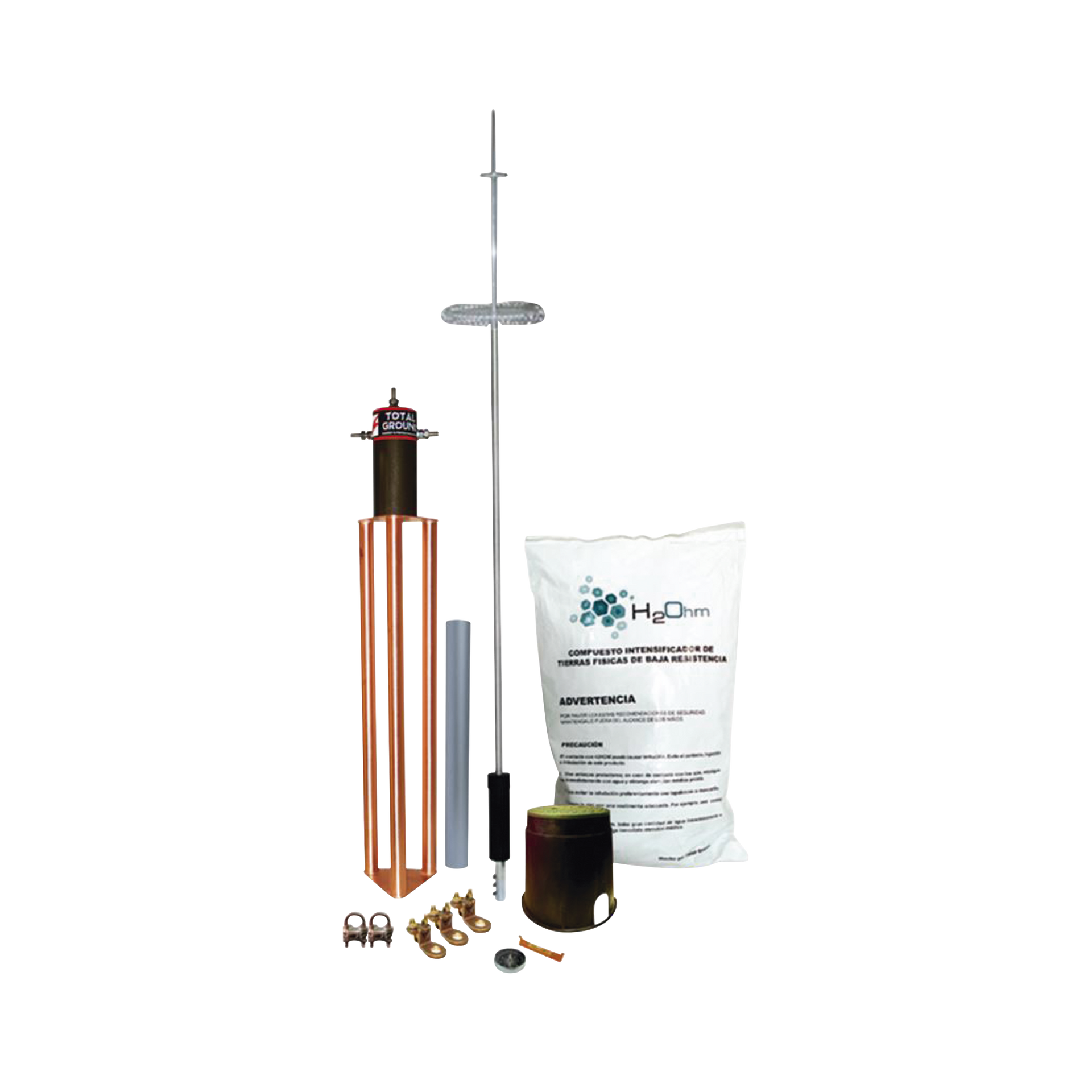 Kit de Pararrayo para Torre o Poste tipo Dipolo Corona con Electrodo y Accesorios de instalaciÃ³n.