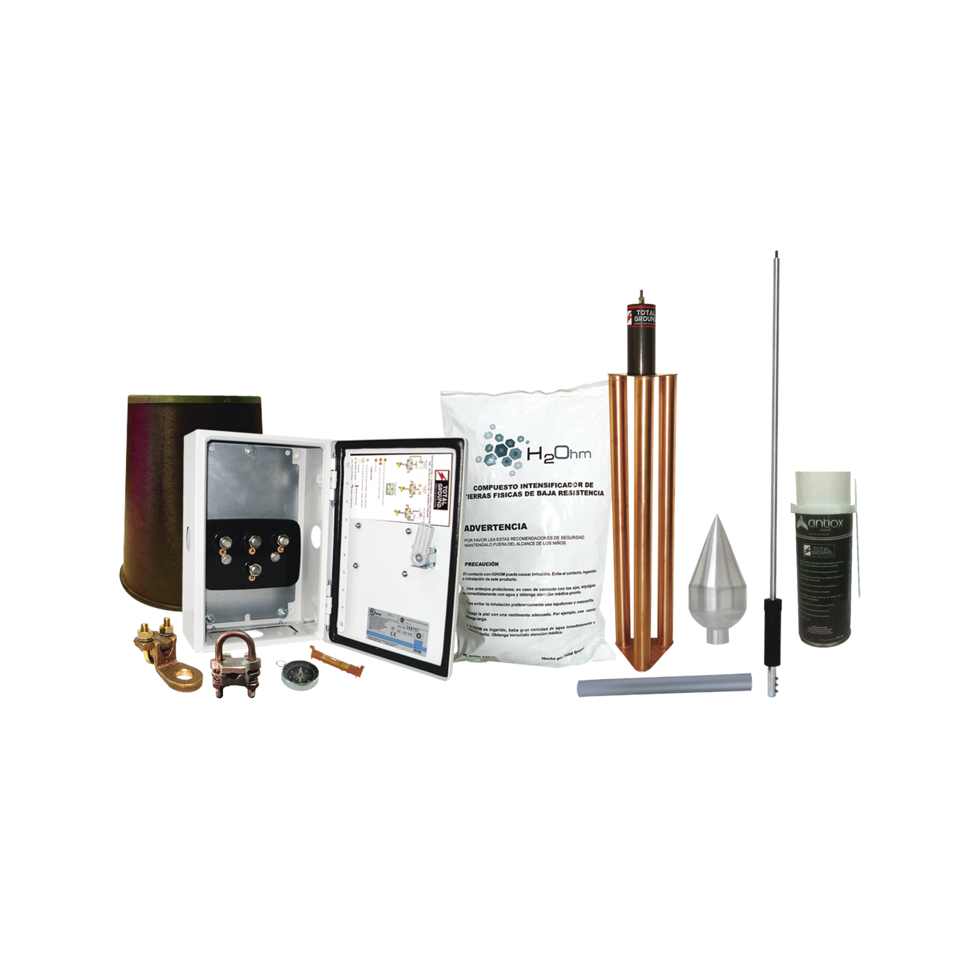 Kit Pararrayo con Punta en Acero Inoxidable con Accesorios de InstalaciÃ³n en Torre para ProtecciÃ³n de 160 m de DiÃ¡metro.