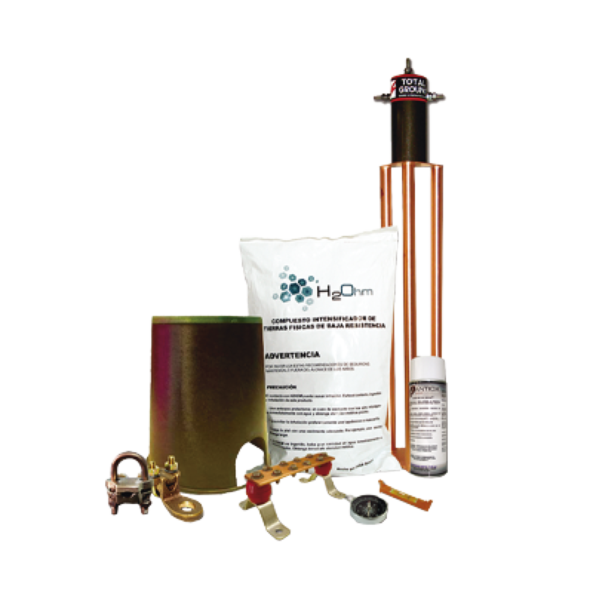 Kit de Tierra FÃ­sica con Electrodo TG100AB y accesorios de instalaciÃ³n.